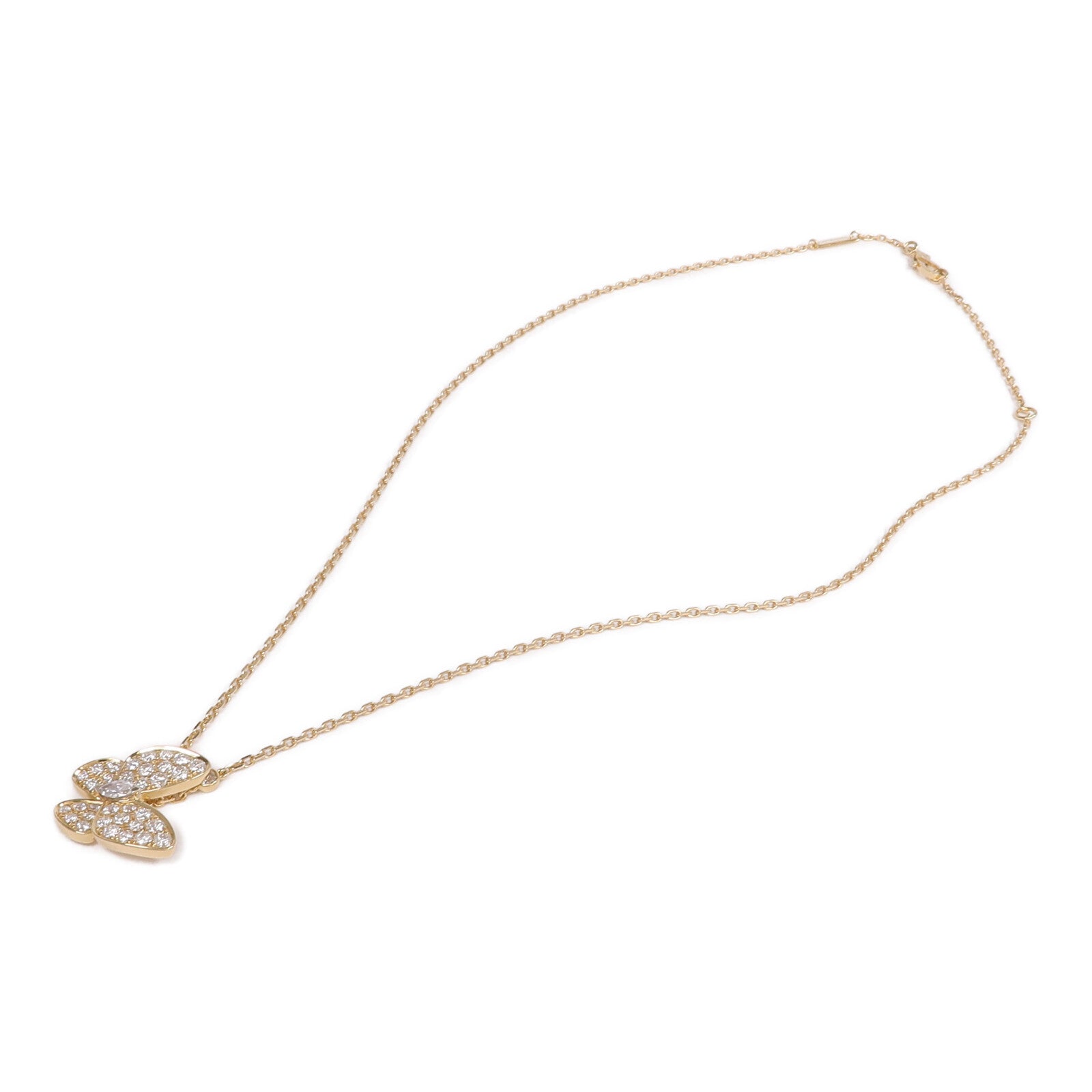 Van Cleef & Arpels 18K黃金/白金Two Butterfly Pendant鑽石項鍊