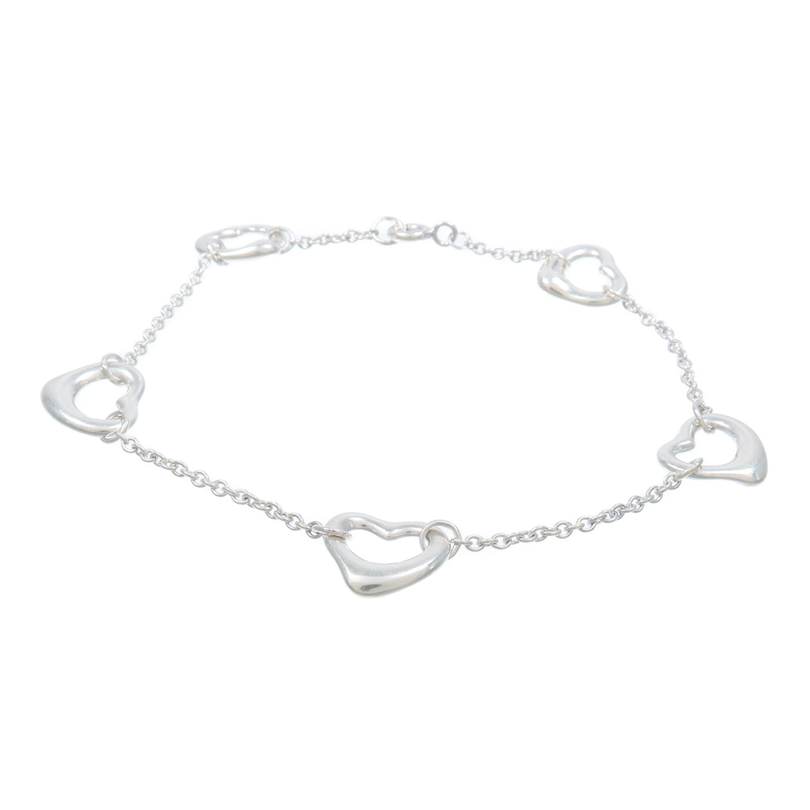 TIFFANY＆CO 925純銀Elsa Peretti 5 Open Heart Chain Bracelet手鏈