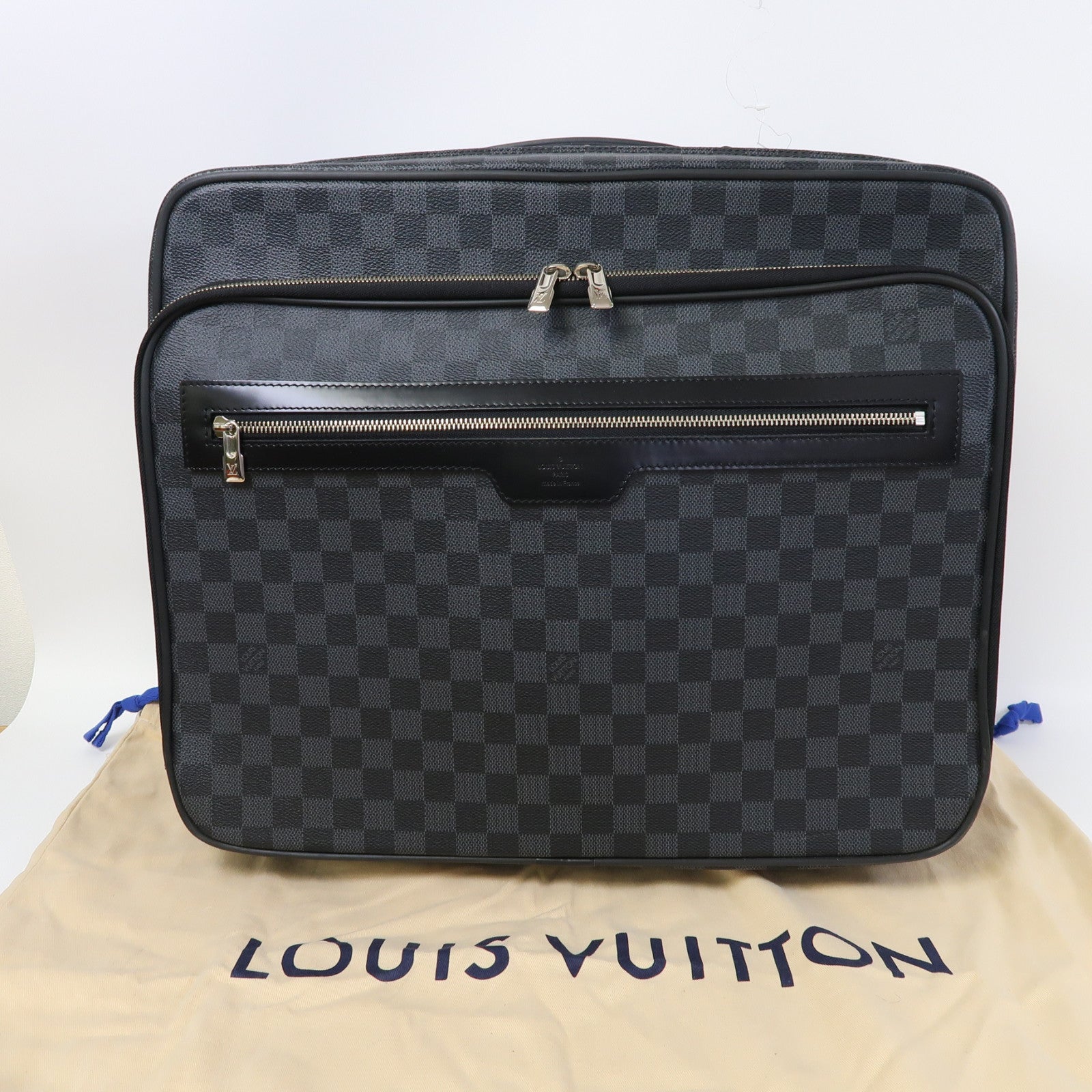 LOUIS VUITTON Damier Graphite Pilot Case銀扣行李箱黑色