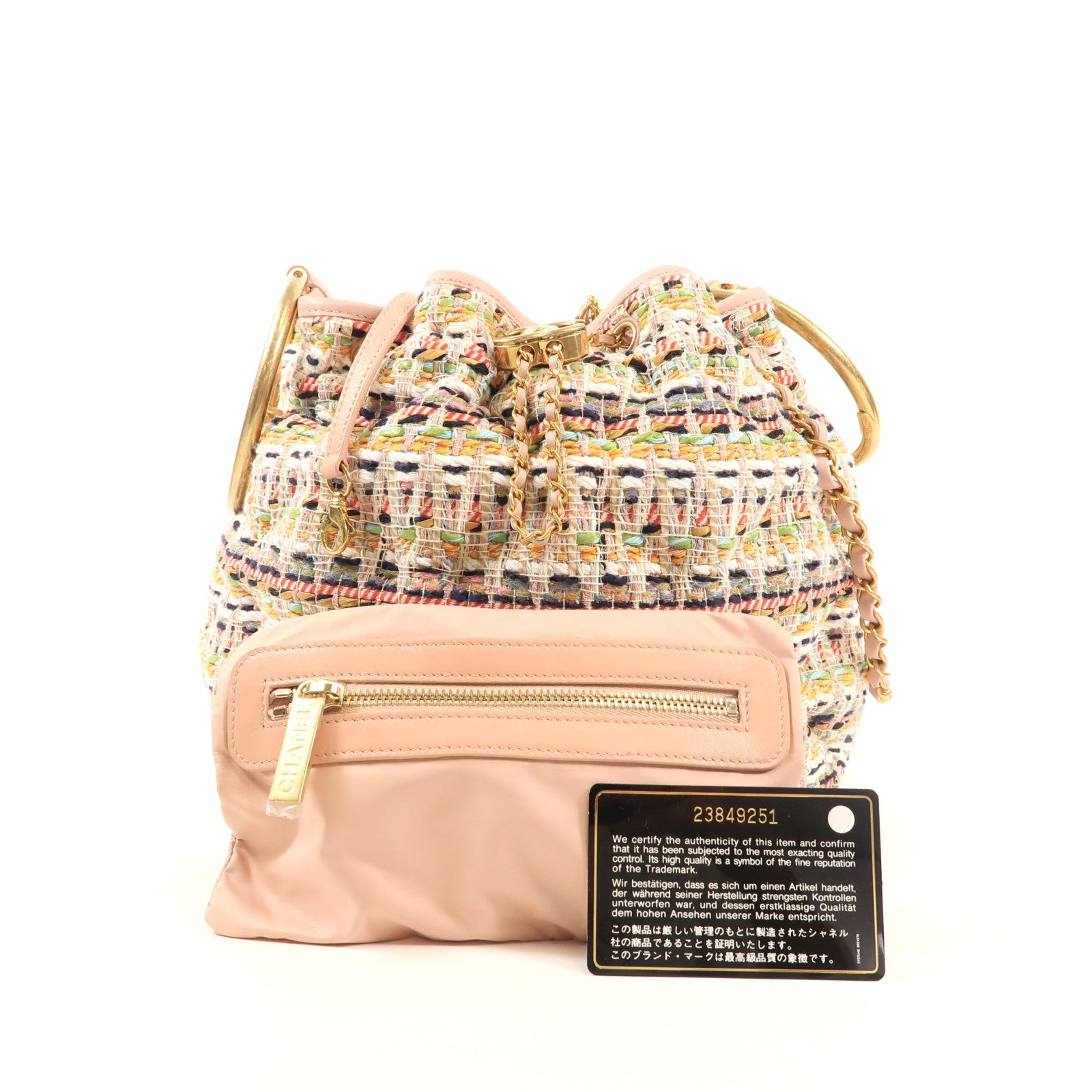 CHANEL 斜紋軟呢Shoulder Bag金扣手挽肩背兩用袋