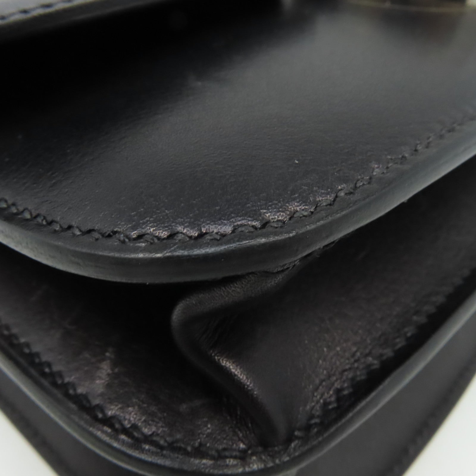 HERMES 【激減優惠】Evercolor皮革2002-20 Shoulder Bag銀扣肩背袋黑色