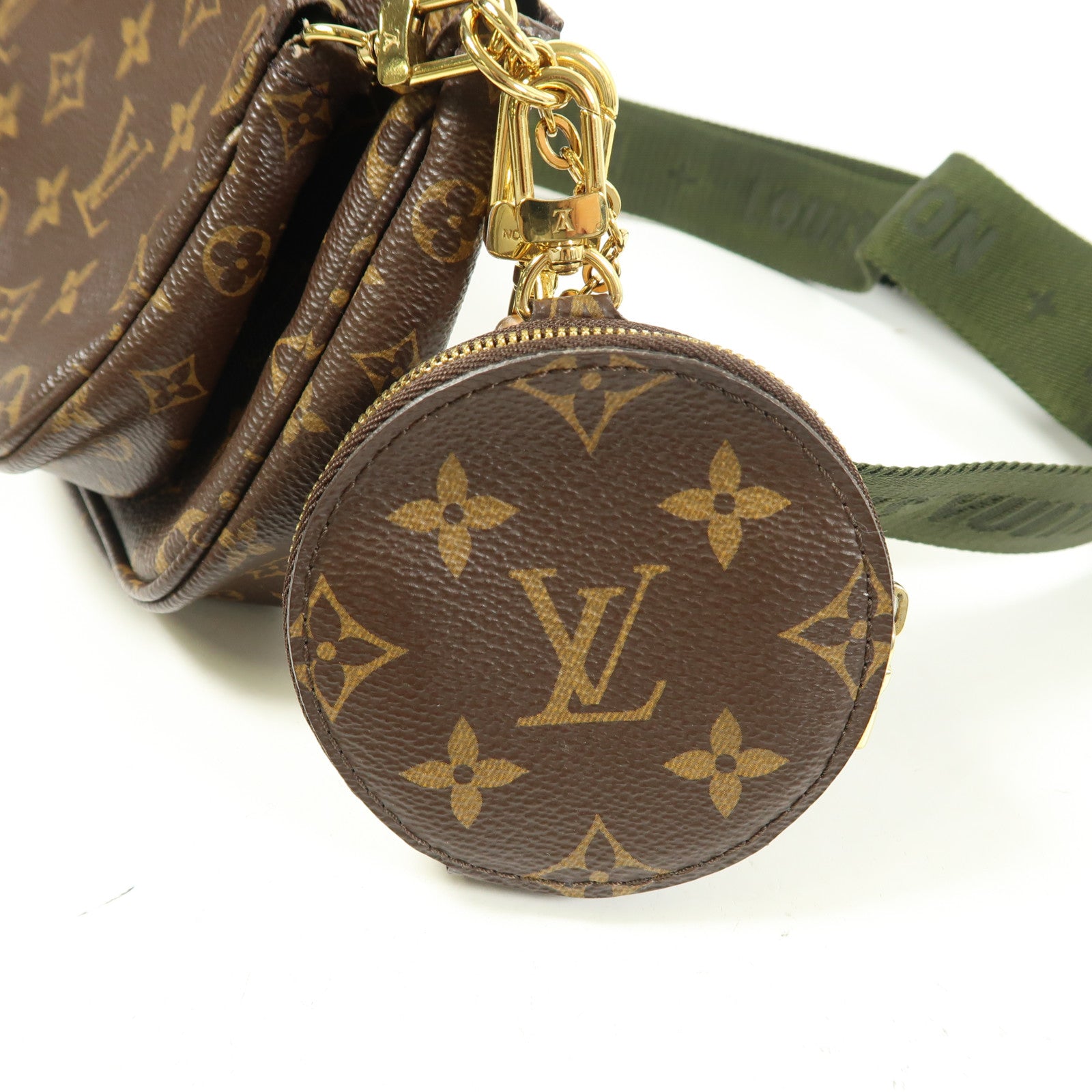 LOUIS VUITTON Monogram Multi Pochette Accessoires金扣肩背袋棕色