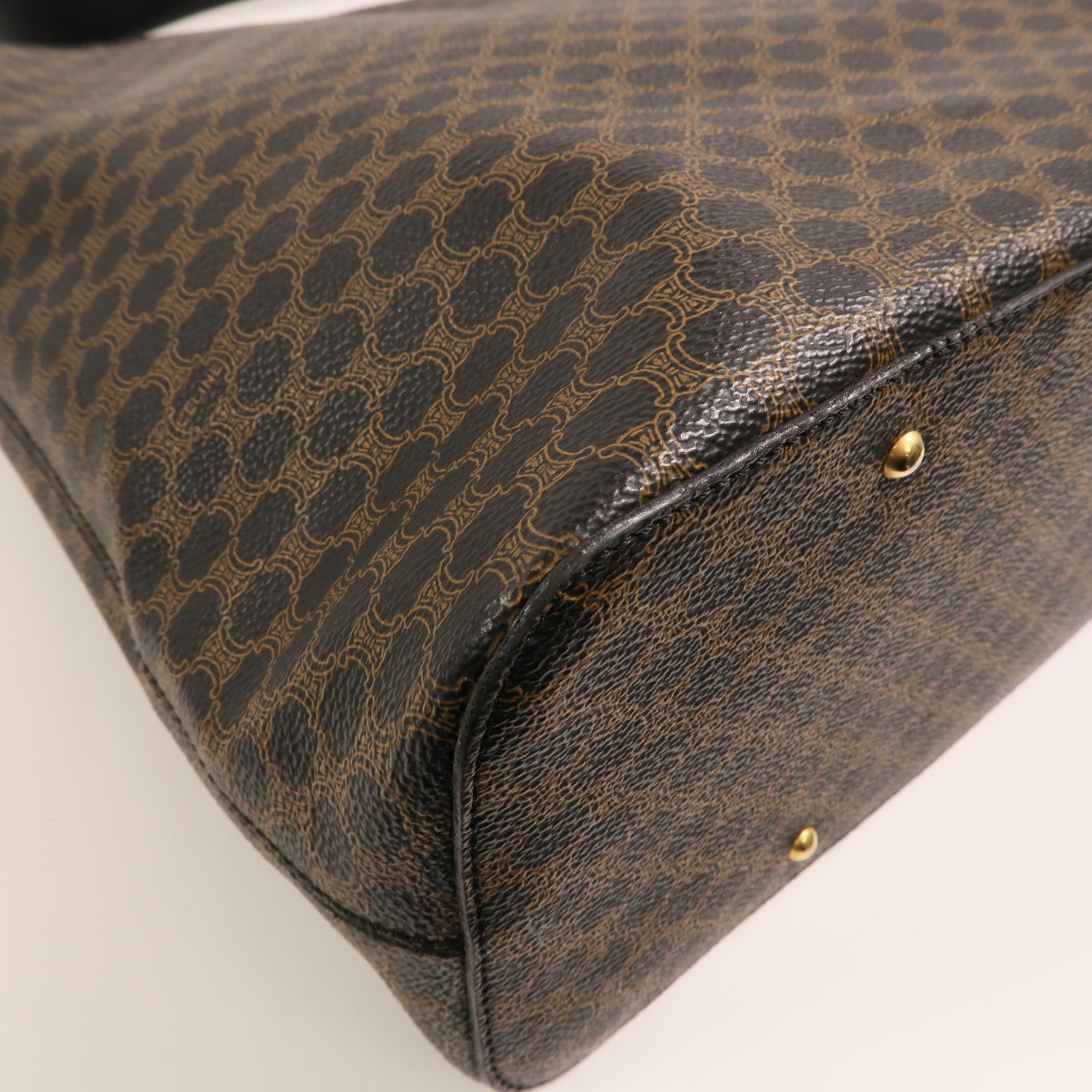 CELINE 塗層帆布Vintage Macadam Hobo金扣手挽袋