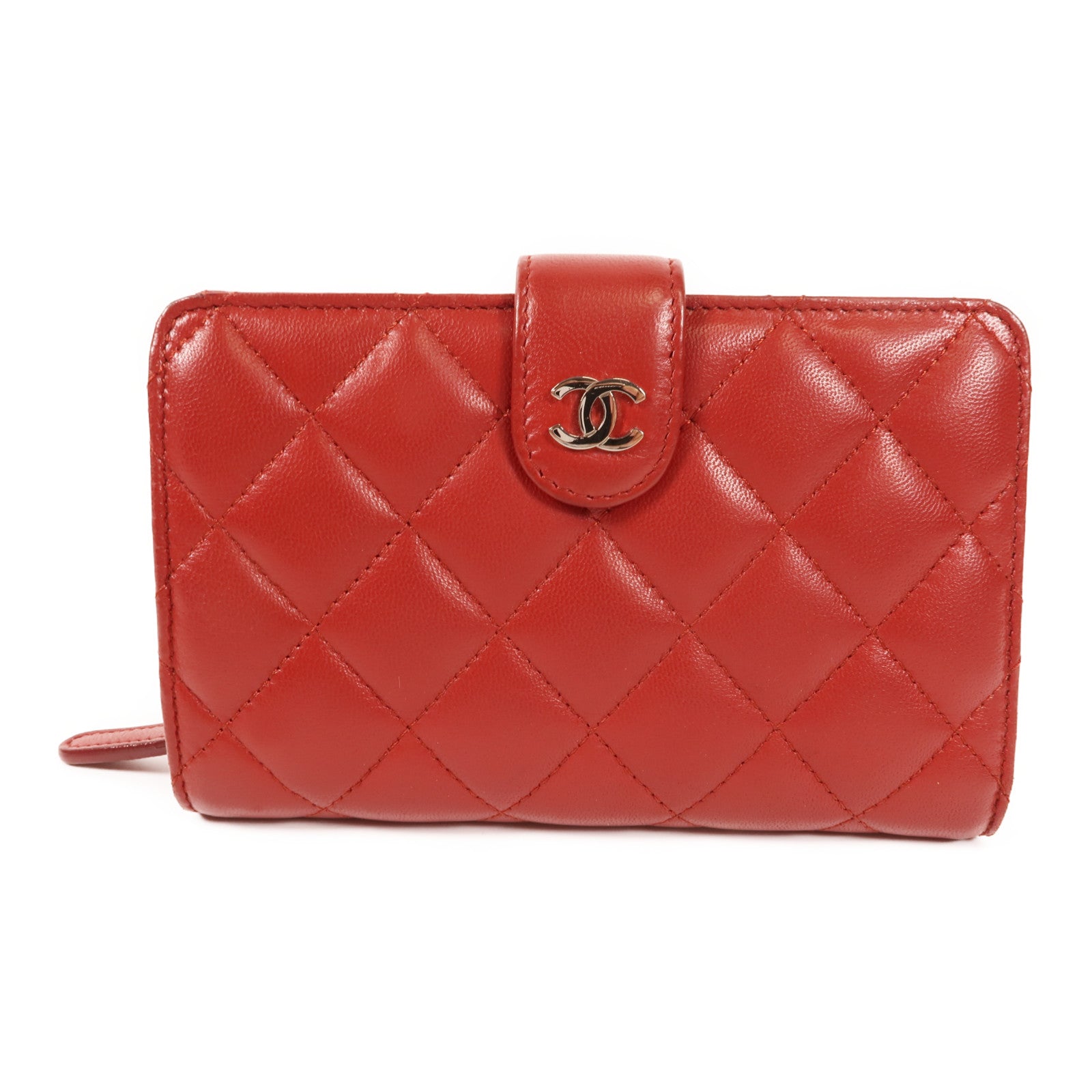 CHANEL 羊皮皮革Wallet銀扣錢包