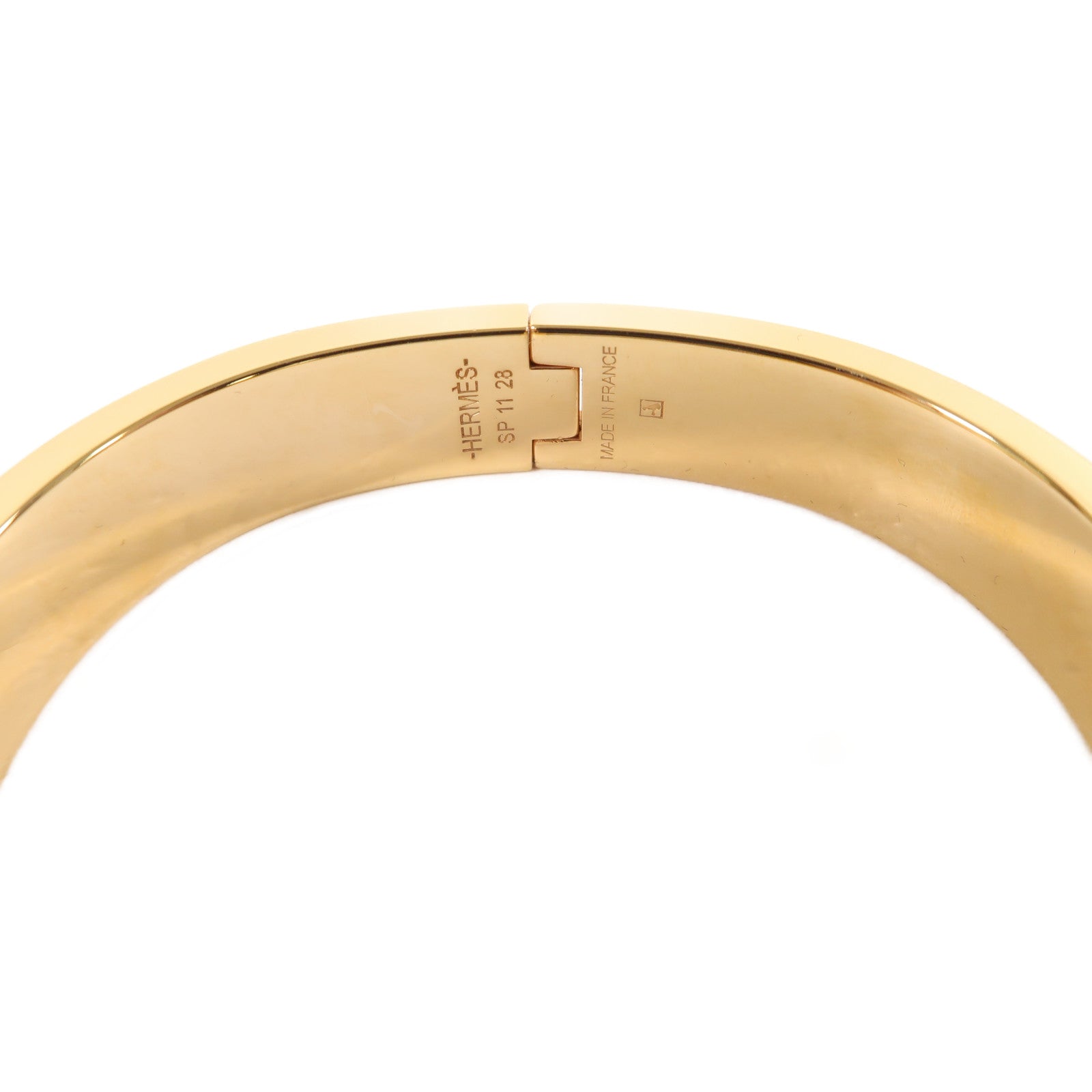 HERMES 金屬Clic H金扣手鐲粉紅色