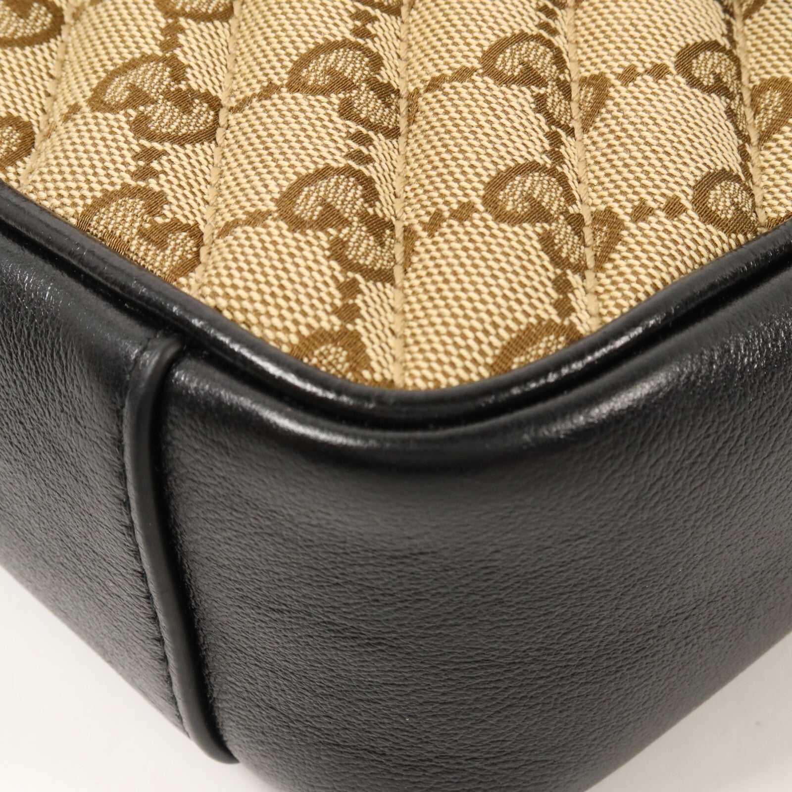 GUCCI 帆布/牛皮皮革GG Marmont Shoulder Bag鏈帶肩背袋