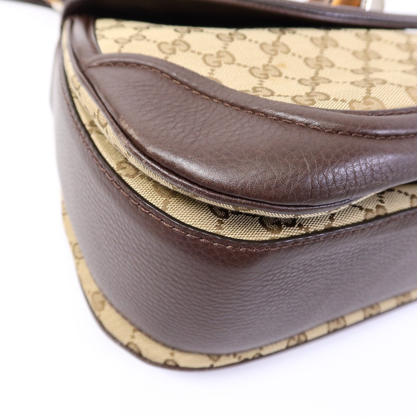 GUCCI 帆布Bamboo Top Handle手挽肩背兩用袋