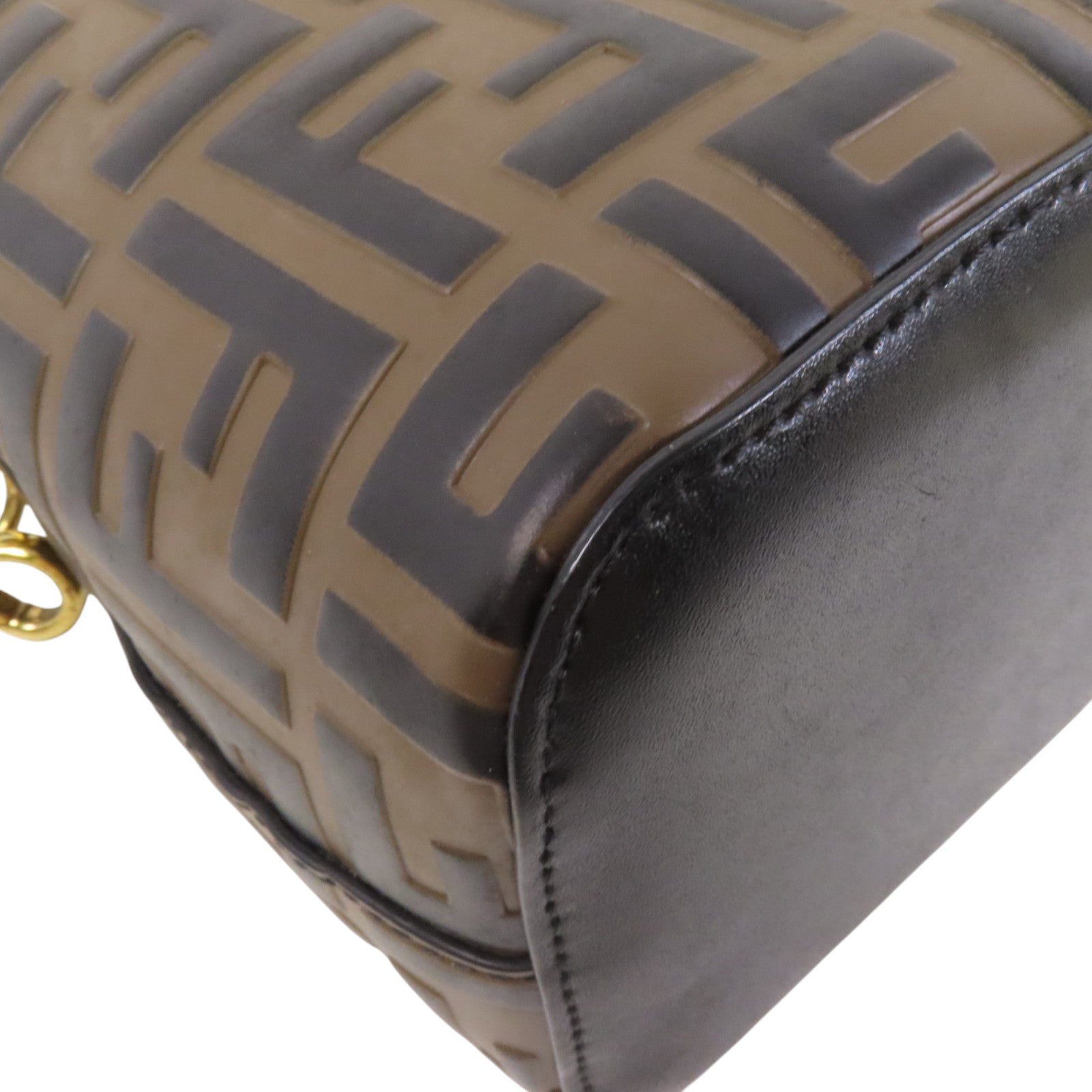 FENDI 牛皮皮革Mon Tresor Mini金扣手挽肩背兩用袋