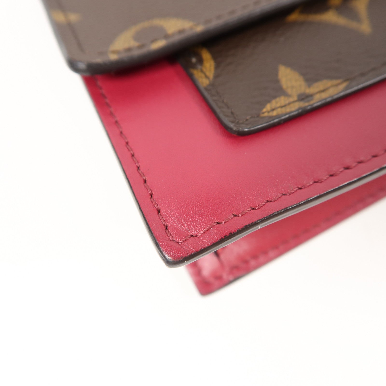 LOUIS VUITTON Monogram Flore金扣鏈帶肩背袋啡色/紅色