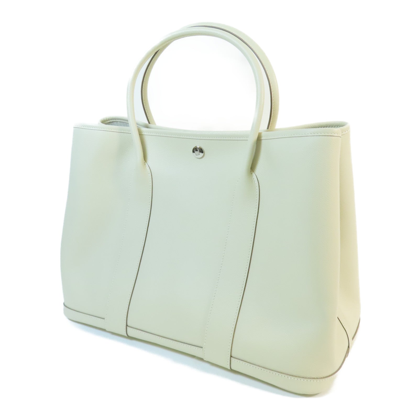 HERMES Epsom皮革Garden Party PM銀扣手挽袋Nata