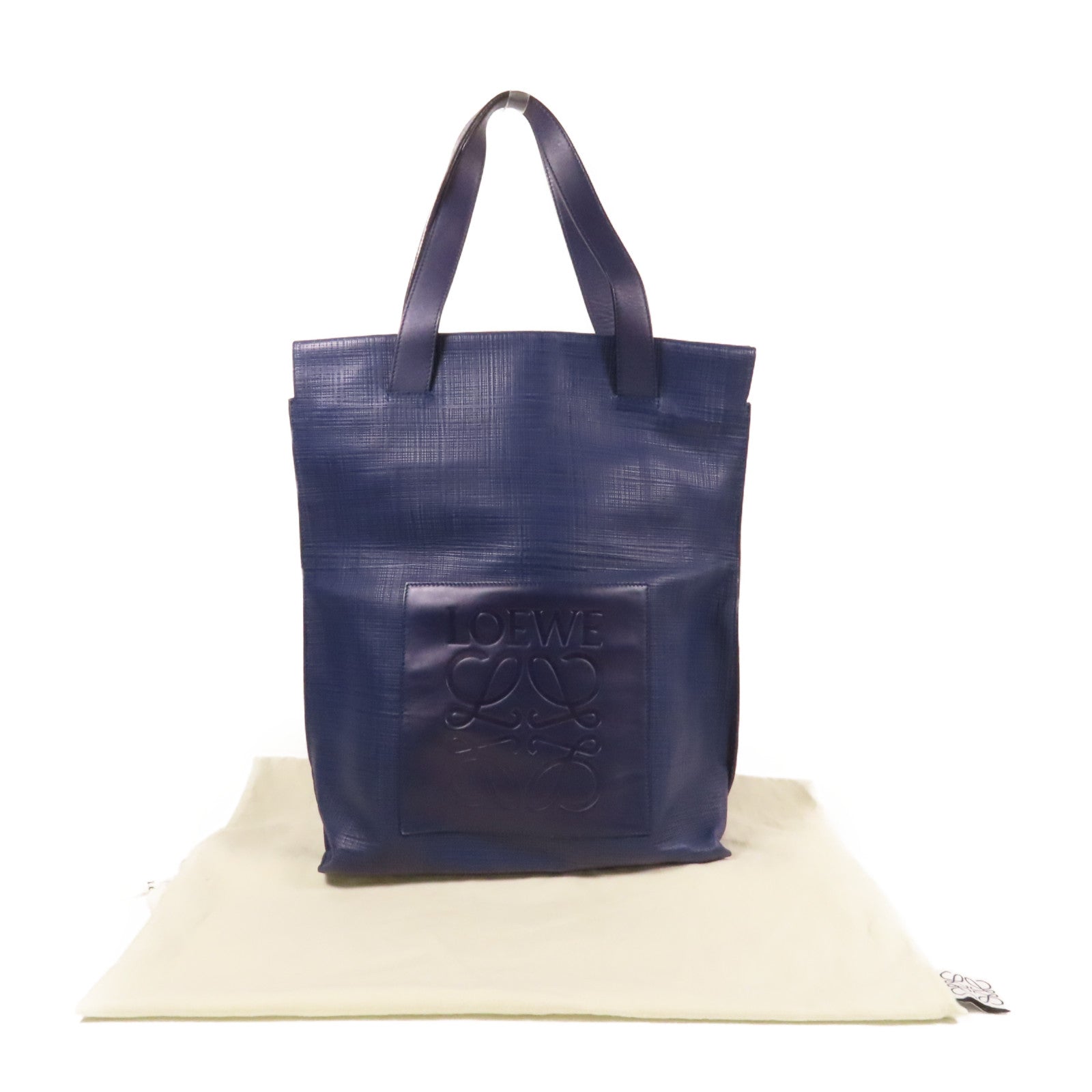 LOEWE 牛皮皮革Tote Bag金扣手挽袋深藍色