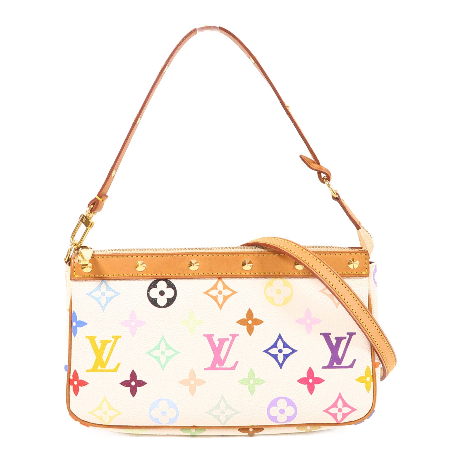 LOUIS VUITTON Monogram Multicolore Pochette Accessoires金扣手挽肩背兩用袋