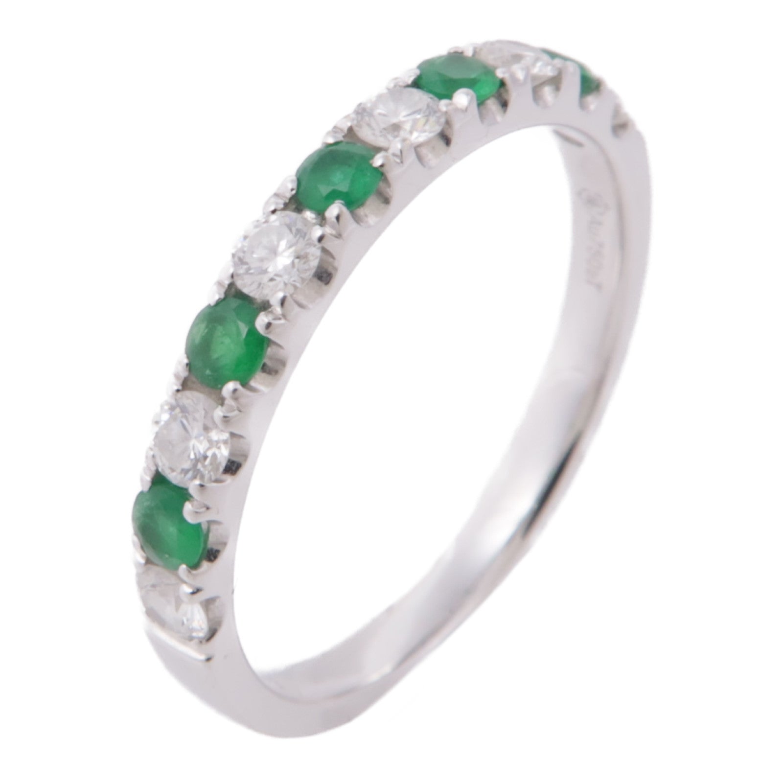 JEWELRY 18K白金Emerald Diamond Ring綠寶石/鑽石戒指US#6