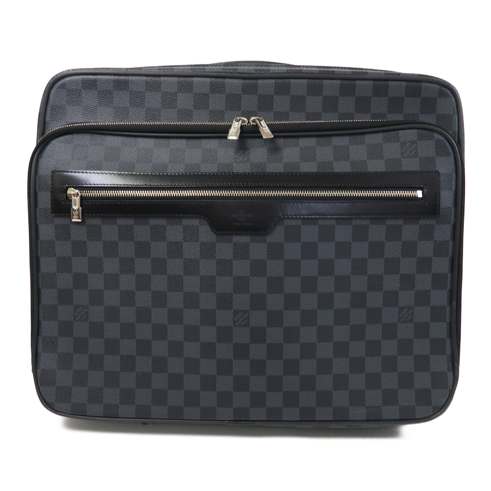 LOUIS VUITTON Damier Graphite Pilot Case銀扣行李箱黑色