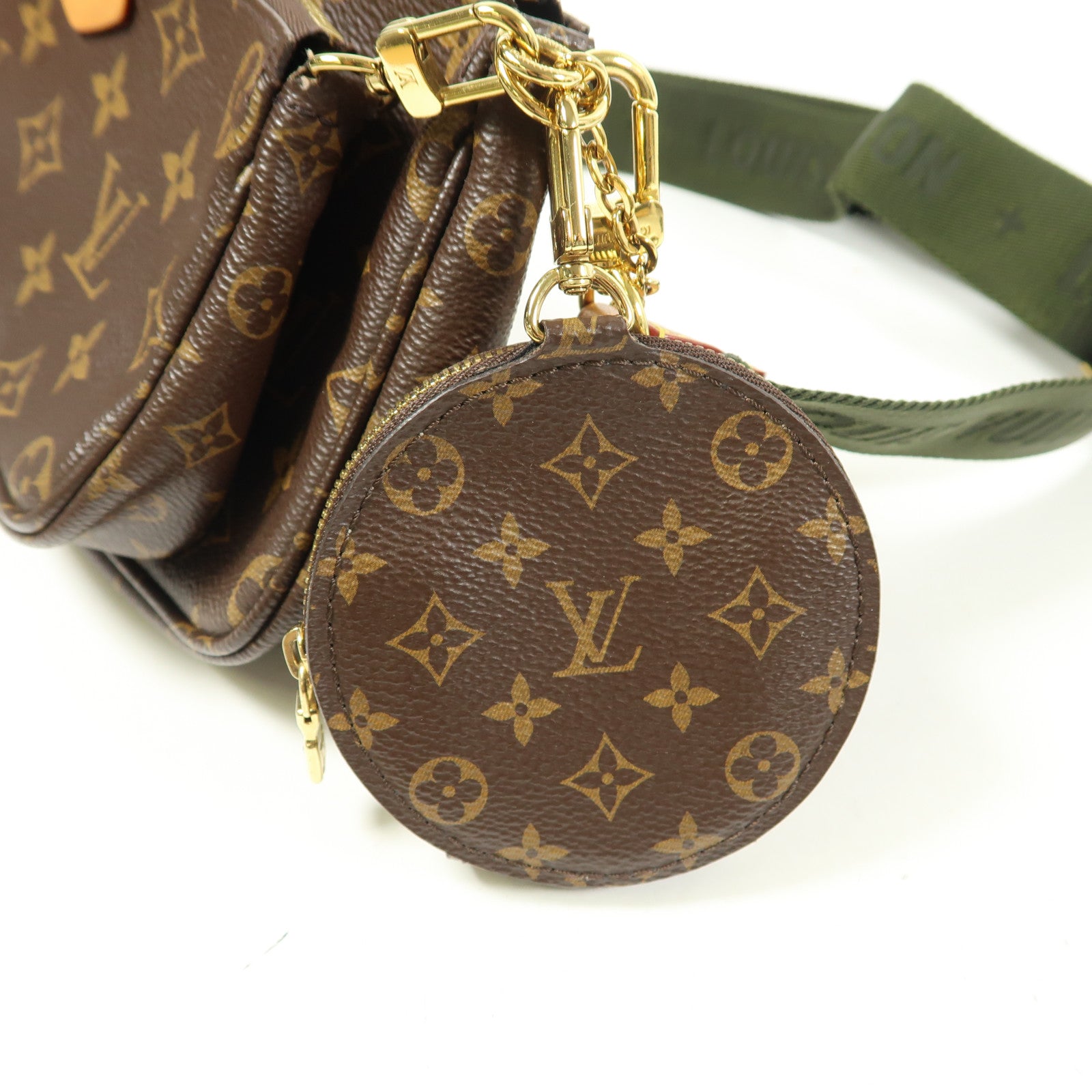 LOUIS VUITTON Monogram Multi Pochette Accessoires金扣肩背袋棕色