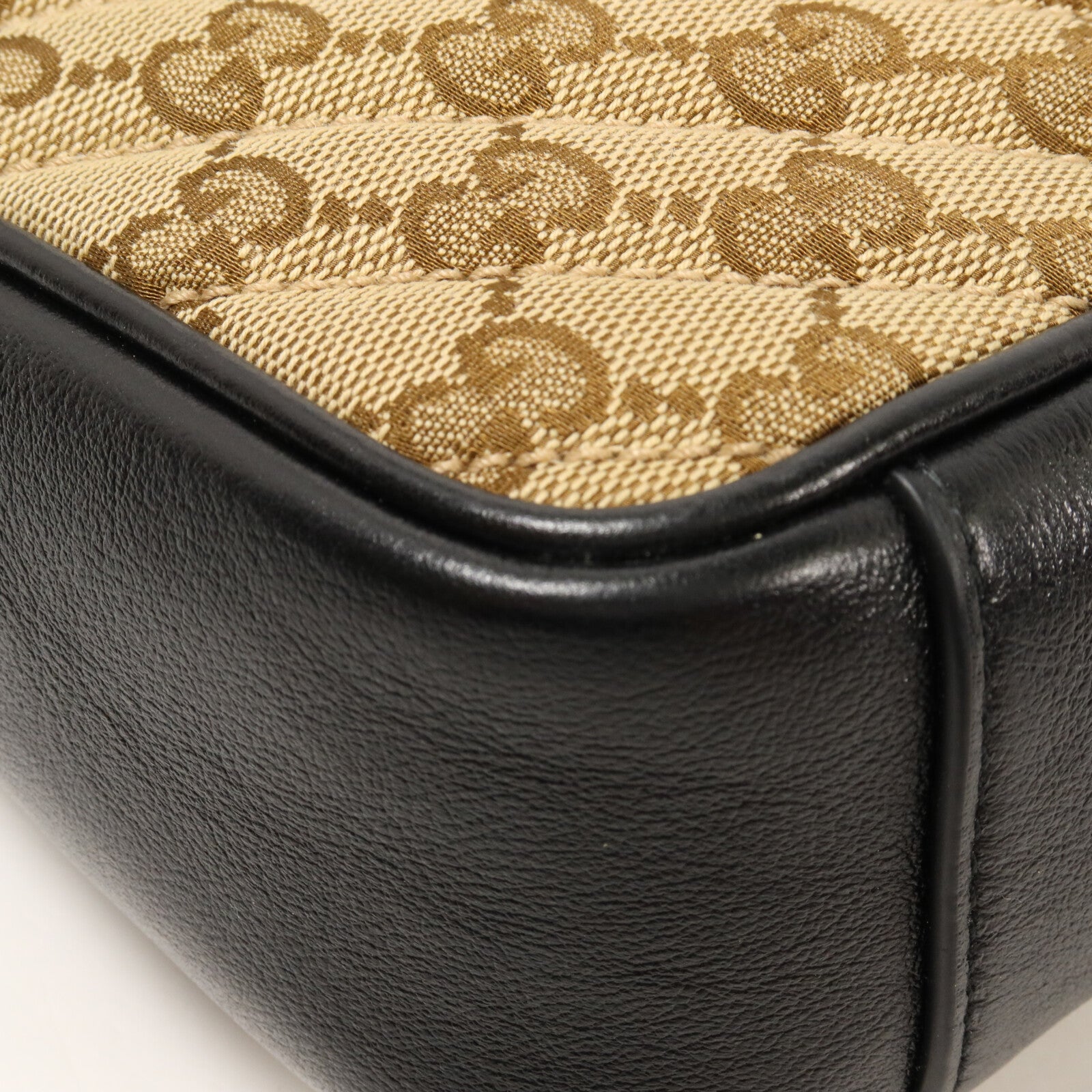 GUCCI 帆布/牛皮皮革GG Marmont Shoulder Bag鏈帶肩背袋