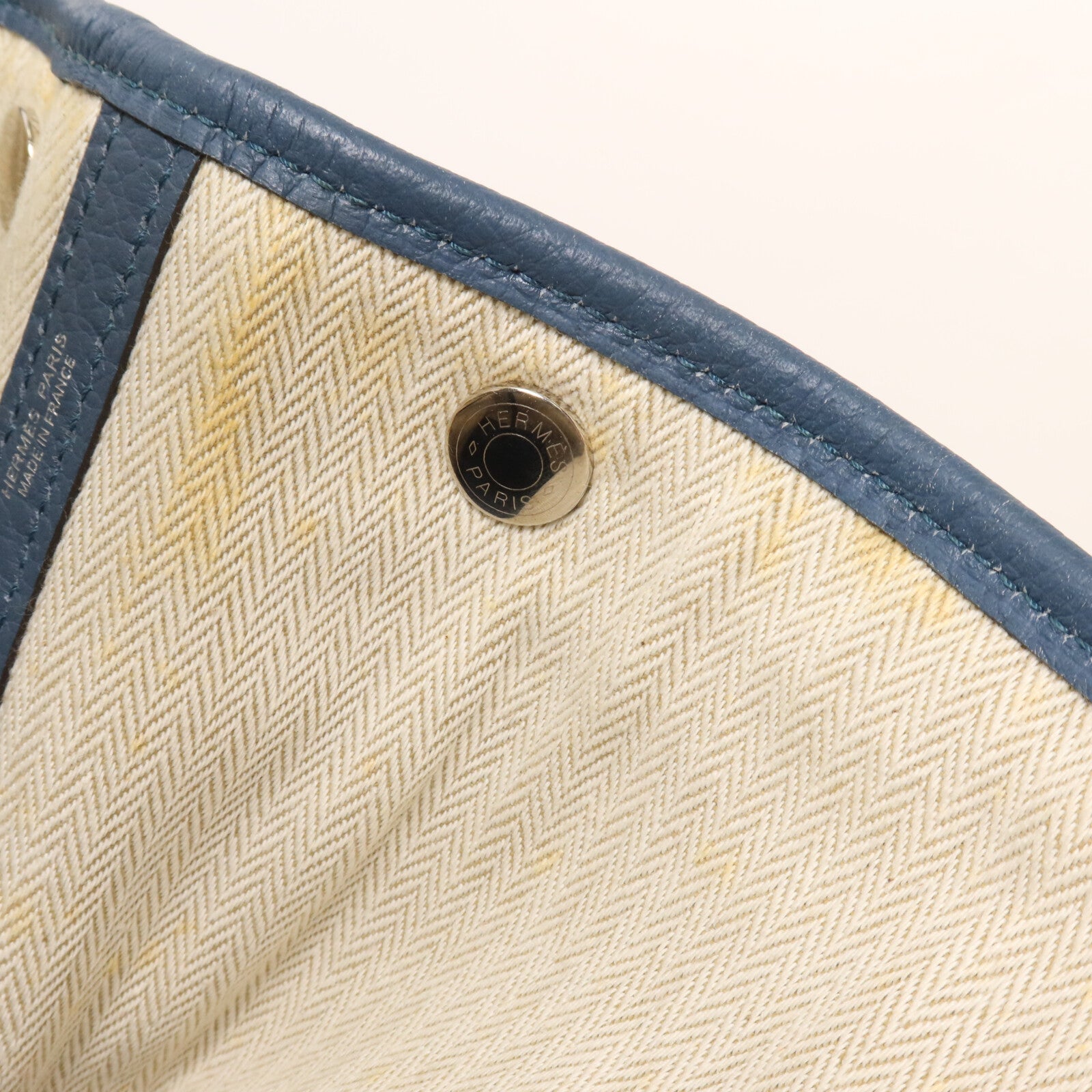 HERMES Negonda皮革Garden Party PM手挽袋Bleu Tempete