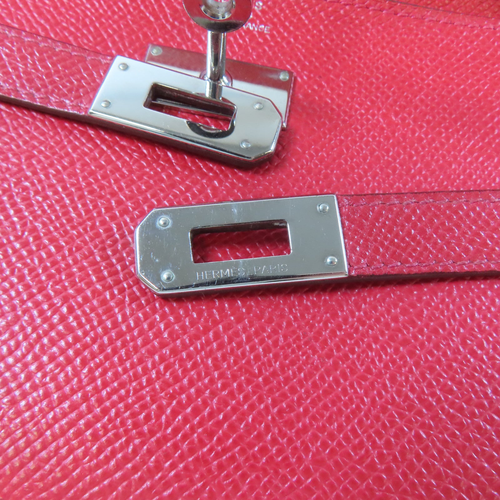 HERMES Epsom皮革Kelly Wallet銀扣長錢包Rouge Casaque/紅色
