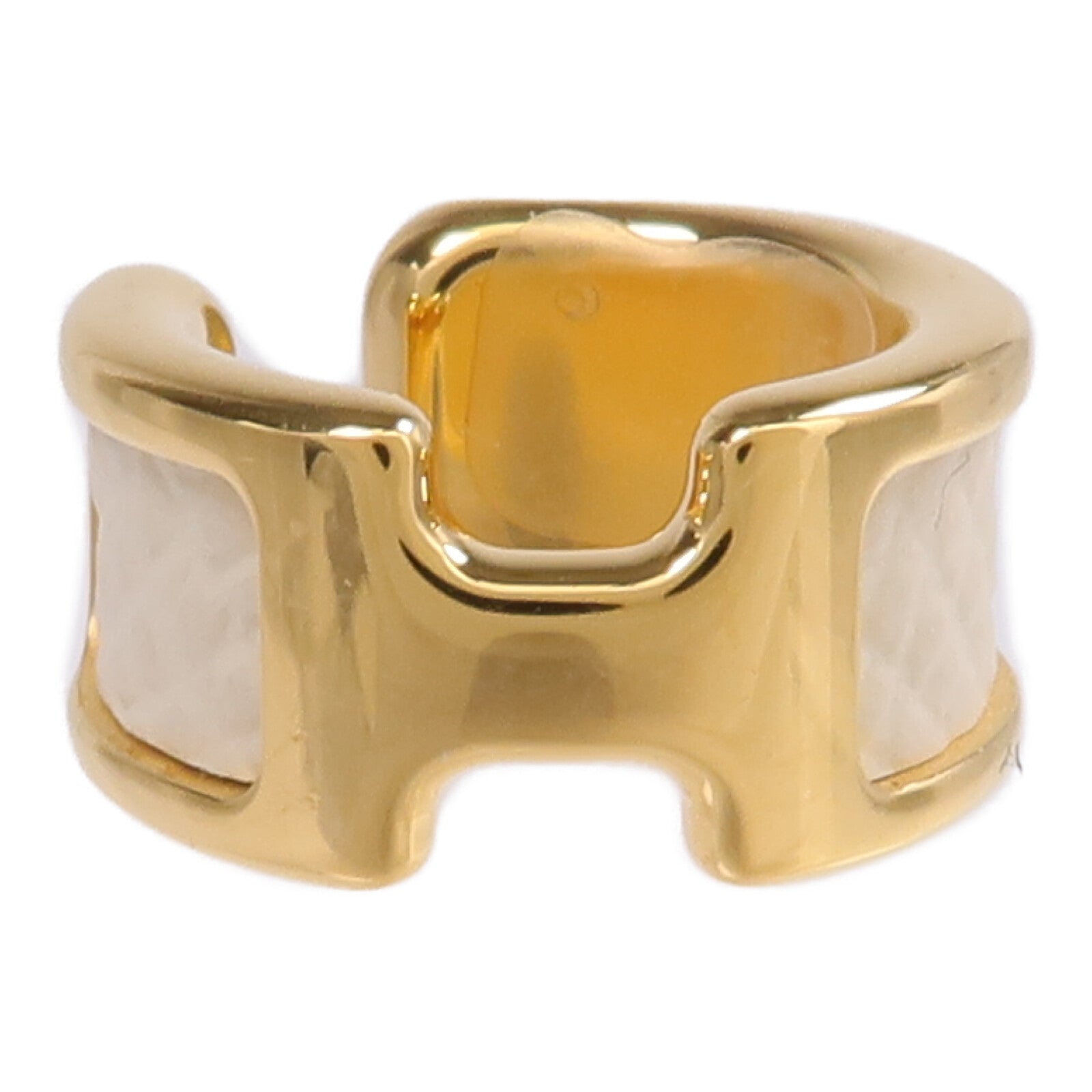 HERMES Epsom皮革/金屬Olympe Ear Cuff耳環