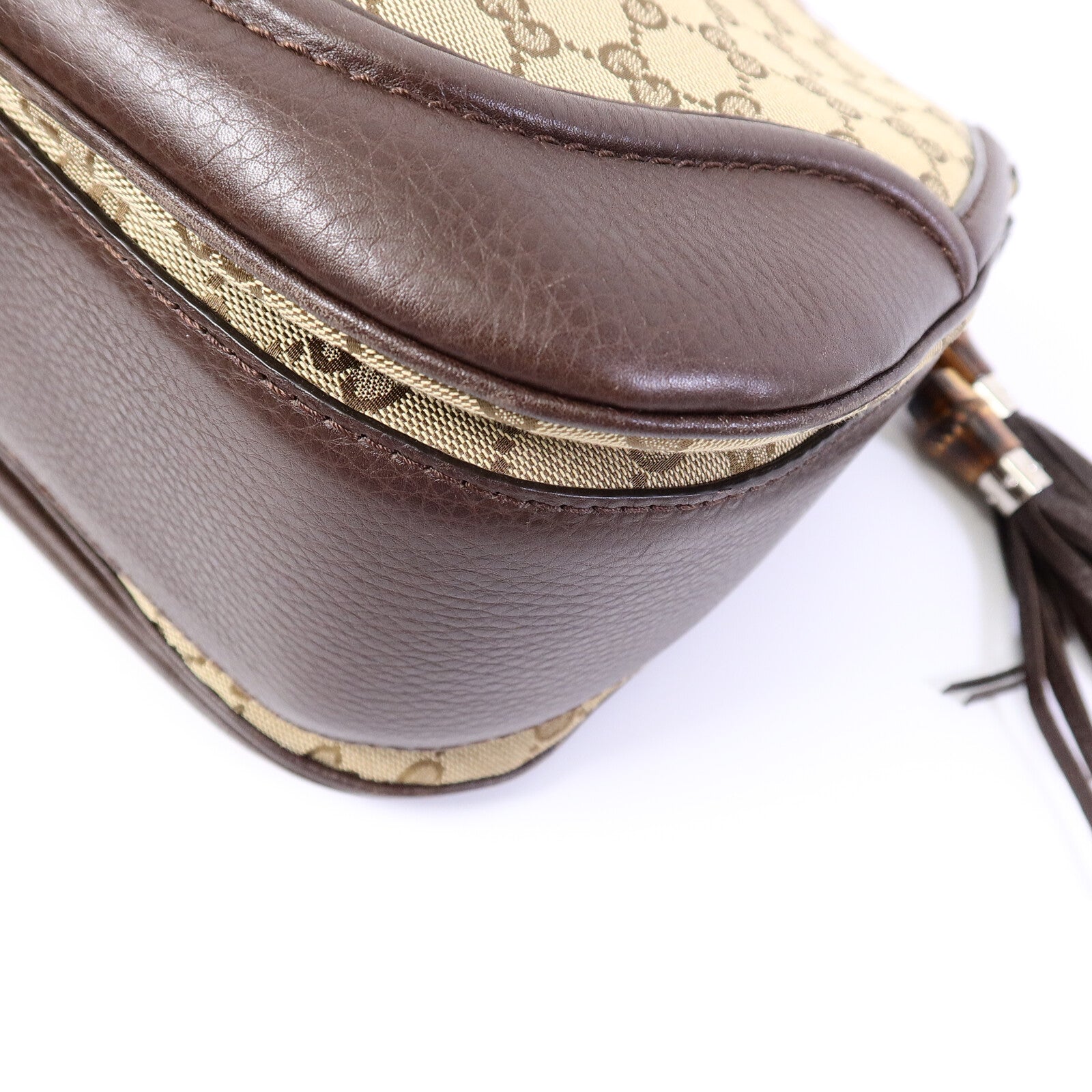 GUCCI 帆布Bamboo Top Handle手挽肩背兩用袋