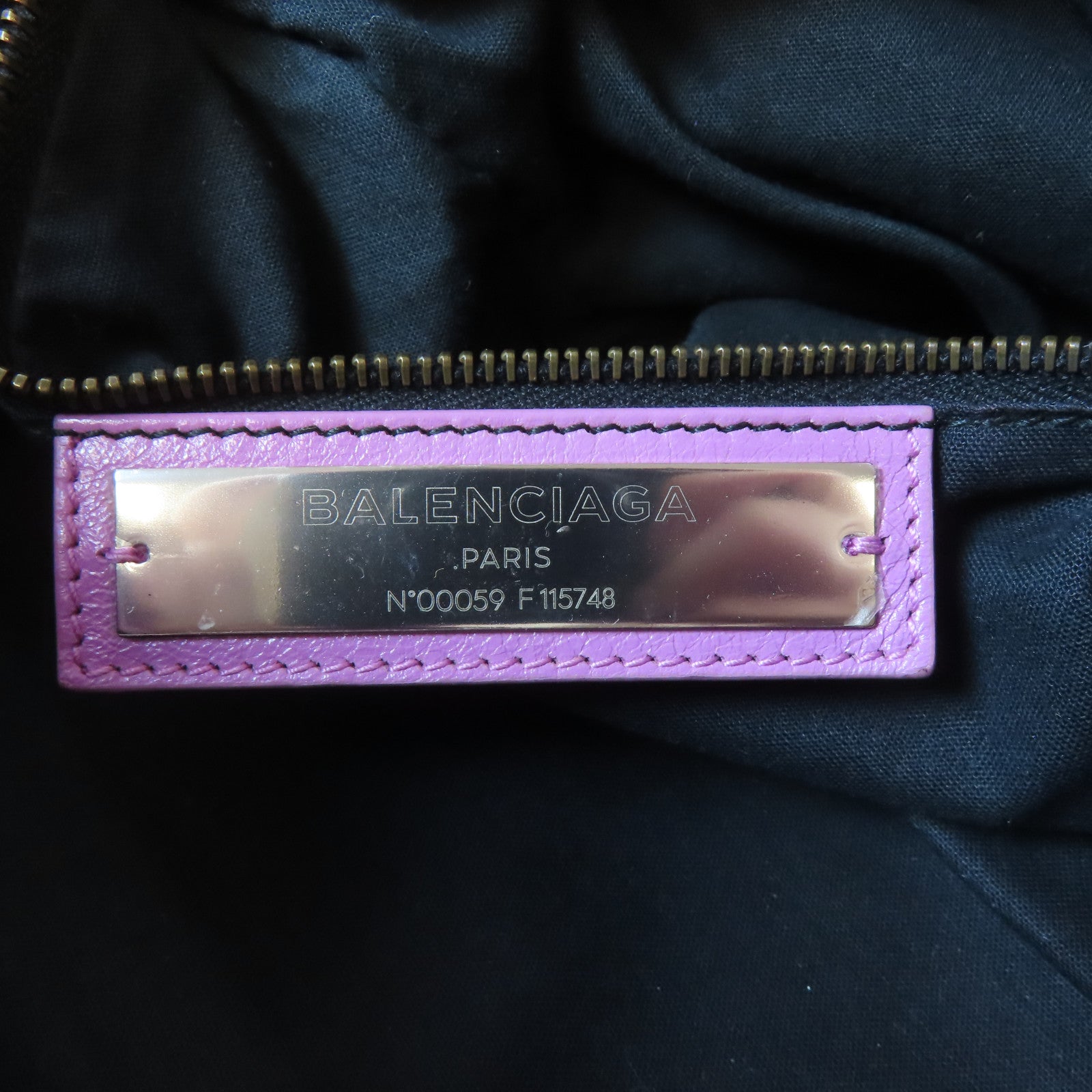 BALENCIAGA 羊皮皮革City黑扣手挽肩背兩用袋紫色