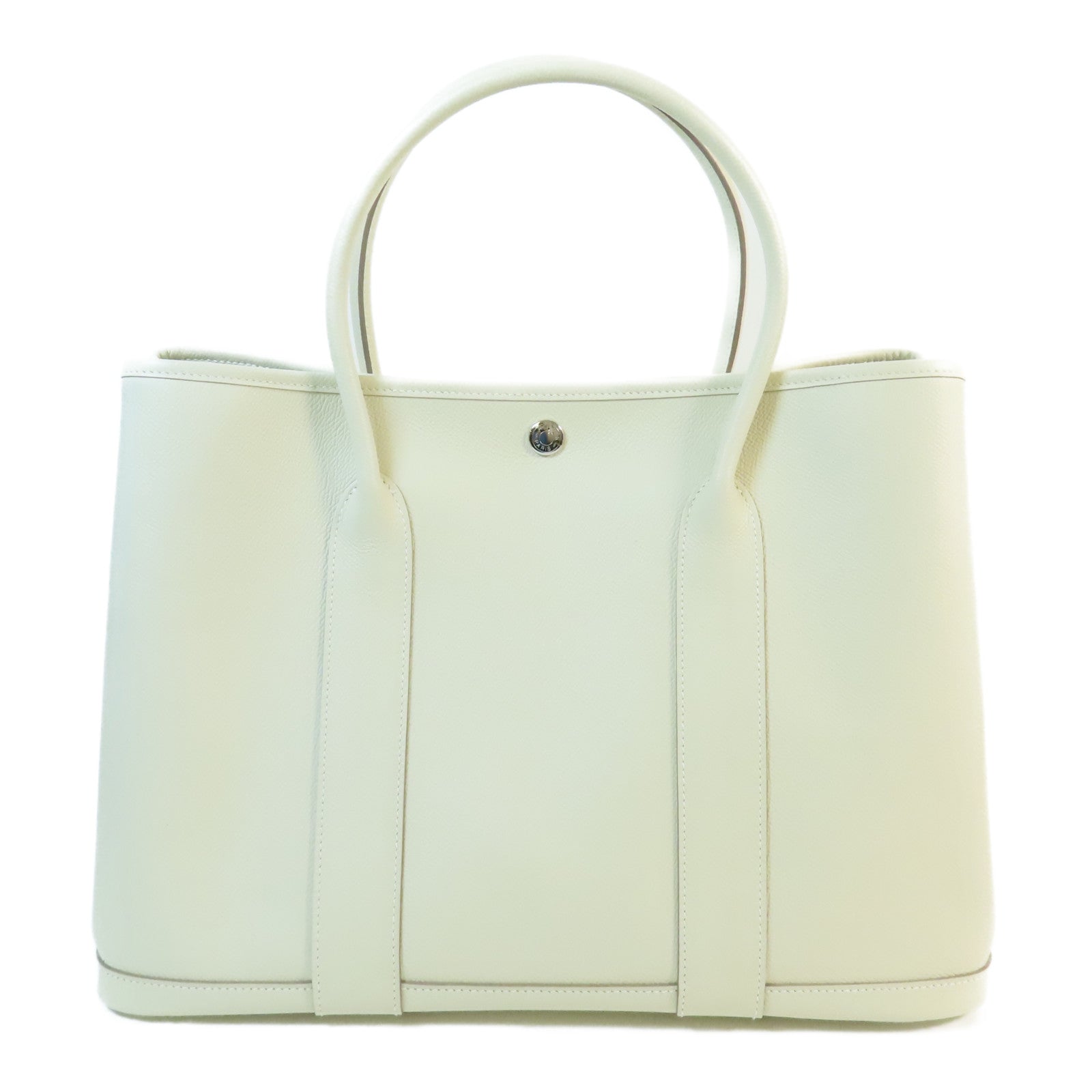 HERMES Epsom皮革Garden Party PM銀扣手挽袋Nata