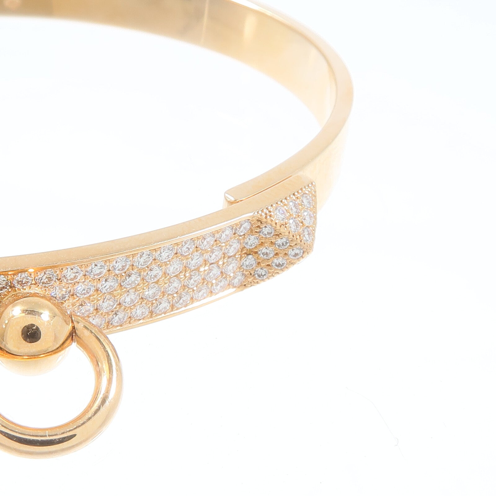 HERMES 18K玫瑰金Collier de Chien CDC Diamond Bracelet鑽石手鐲