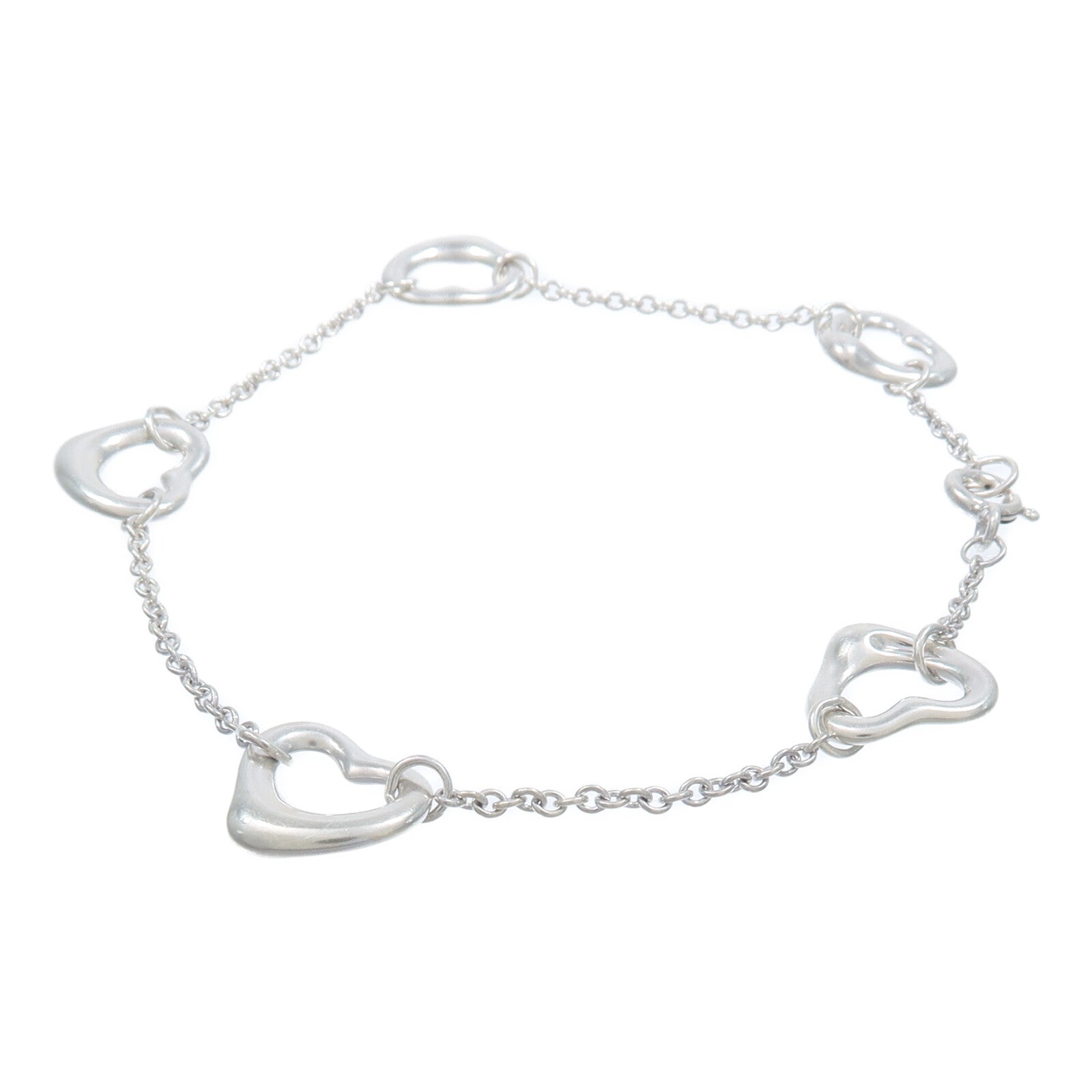 TIFFANY＆CO 925純銀Elsa Peretti 5 Open Heart Chain Bracelet手鏈