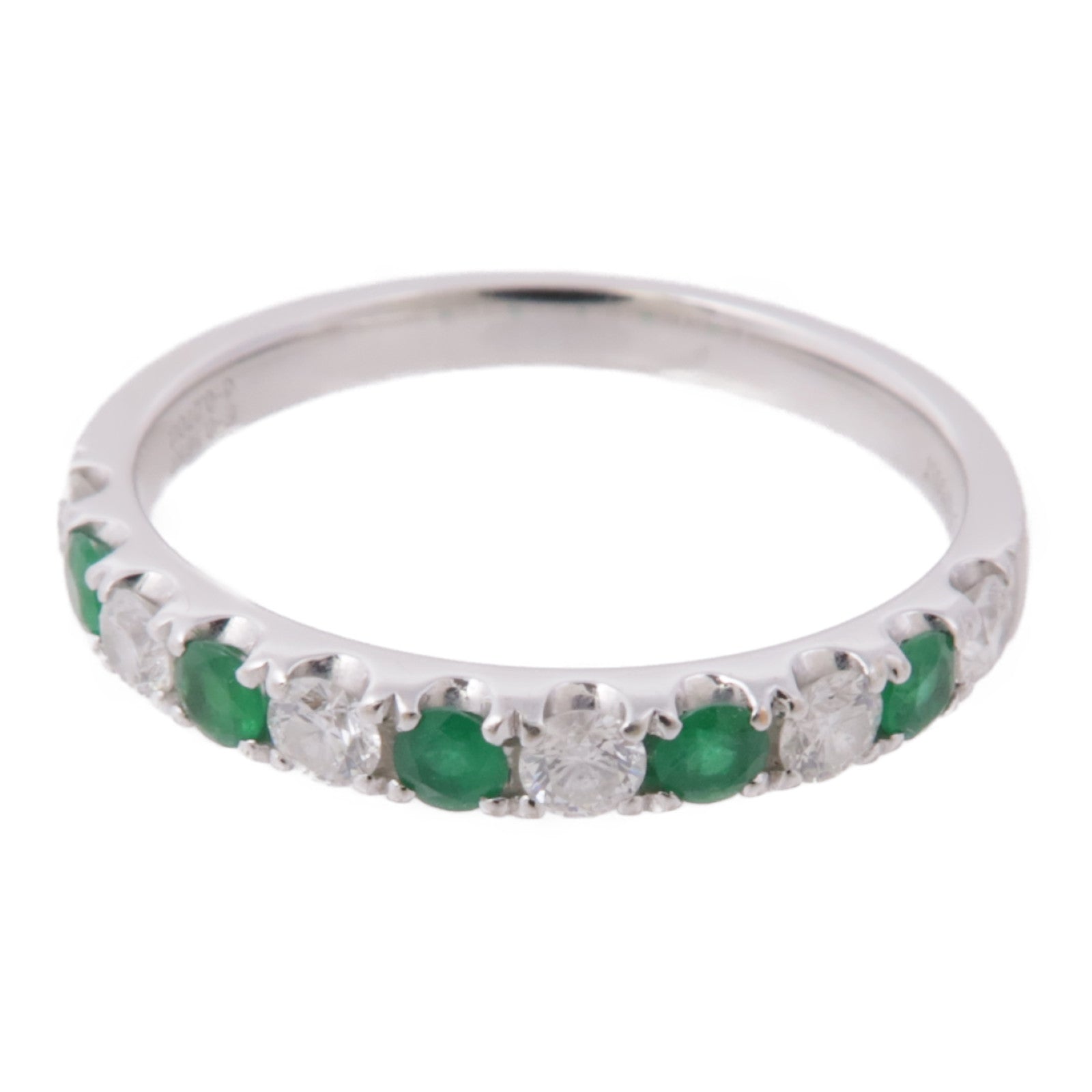 JEWELRY 18K白金Emerald Diamond Ring綠寶石/鑽石戒指US#6