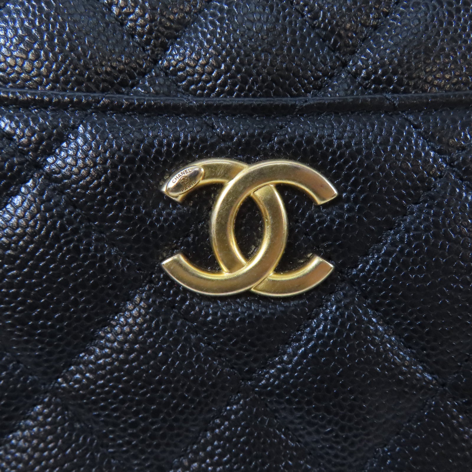 CHANEL 菱格Caviar皮革Small Vanity金扣手挽肩背兩用袋黑色