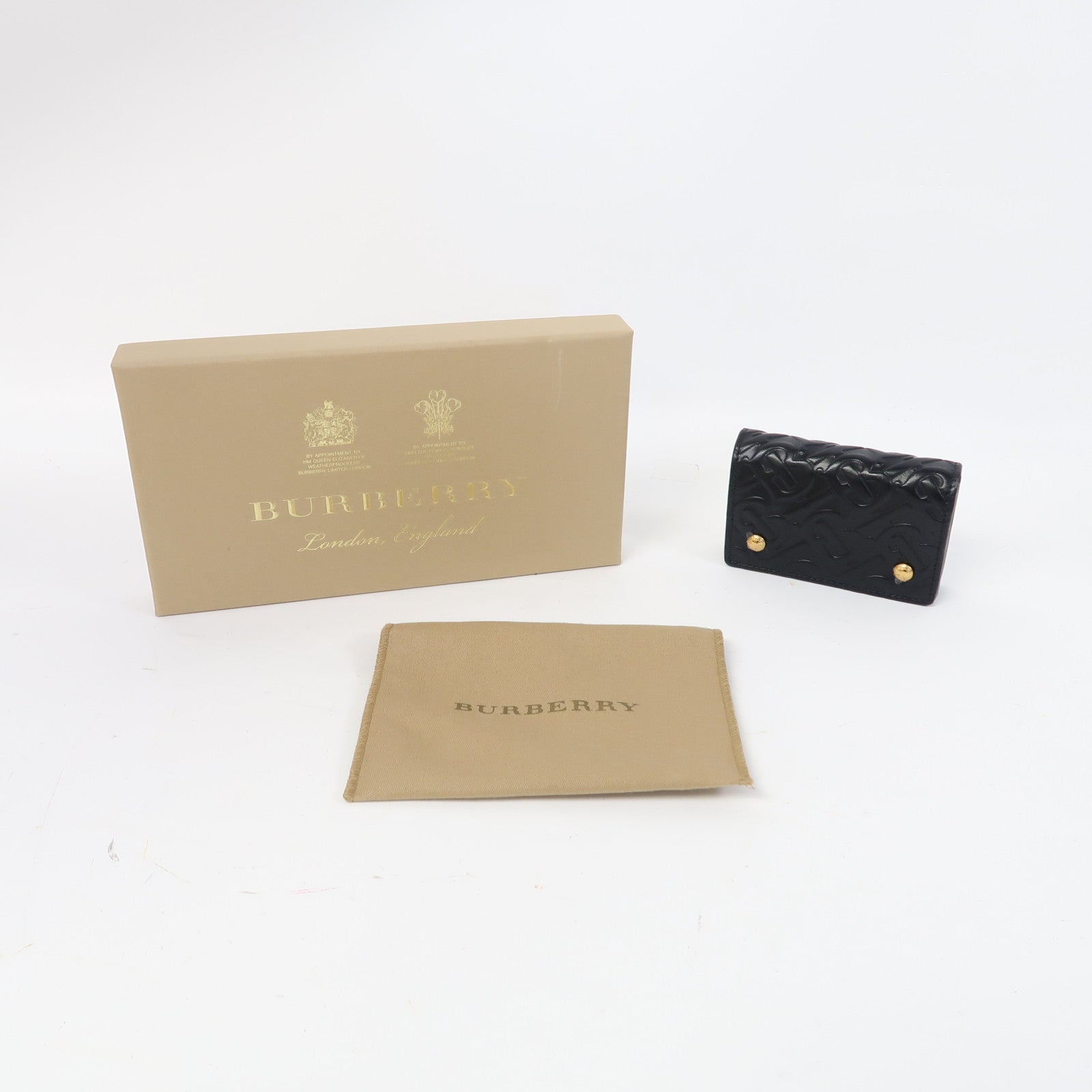 BURBERRY 牛皮皮革Card Case金扣卡片套黑色