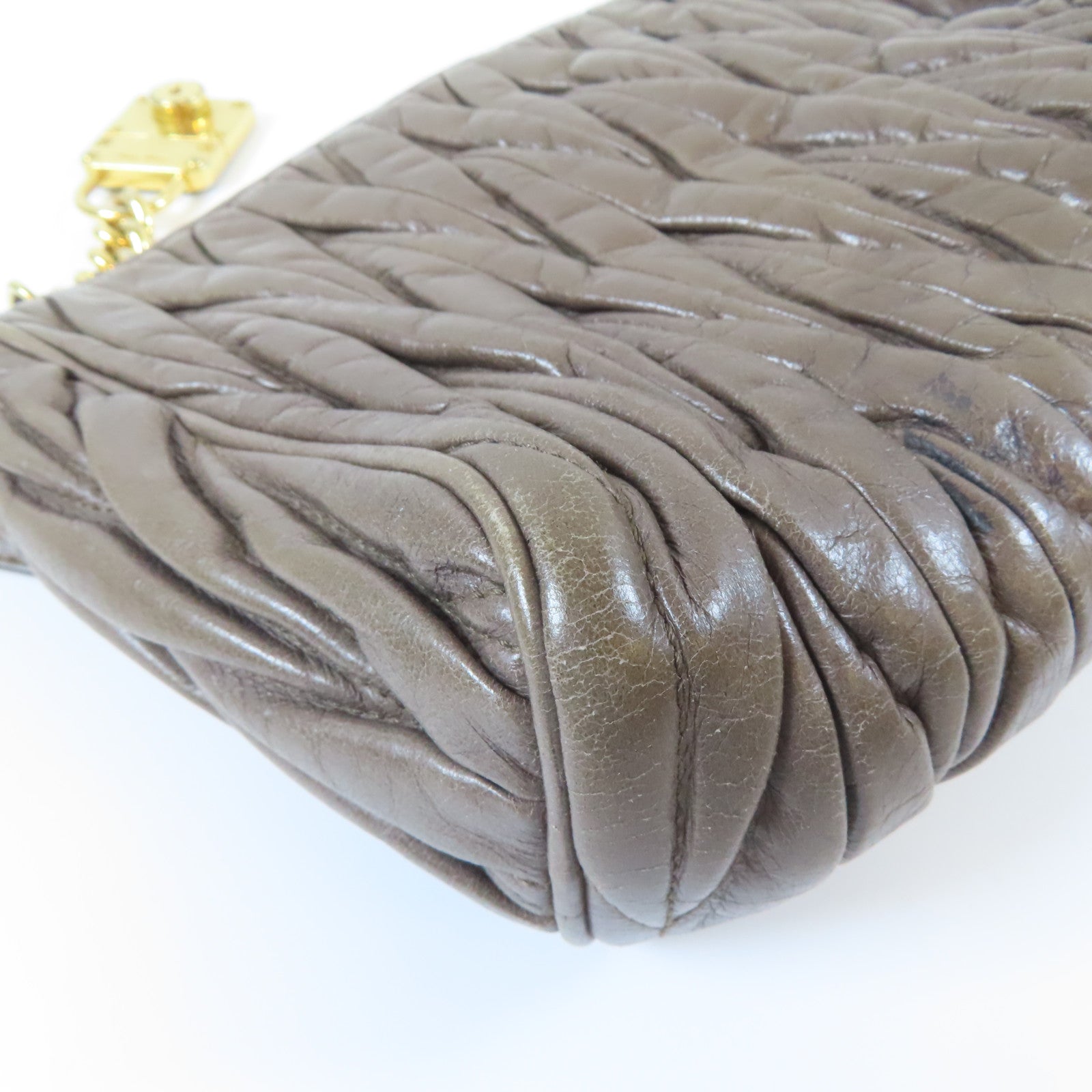 Miu Miu 牛皮皮革Shoulder Bag金扣肩背袋灰色