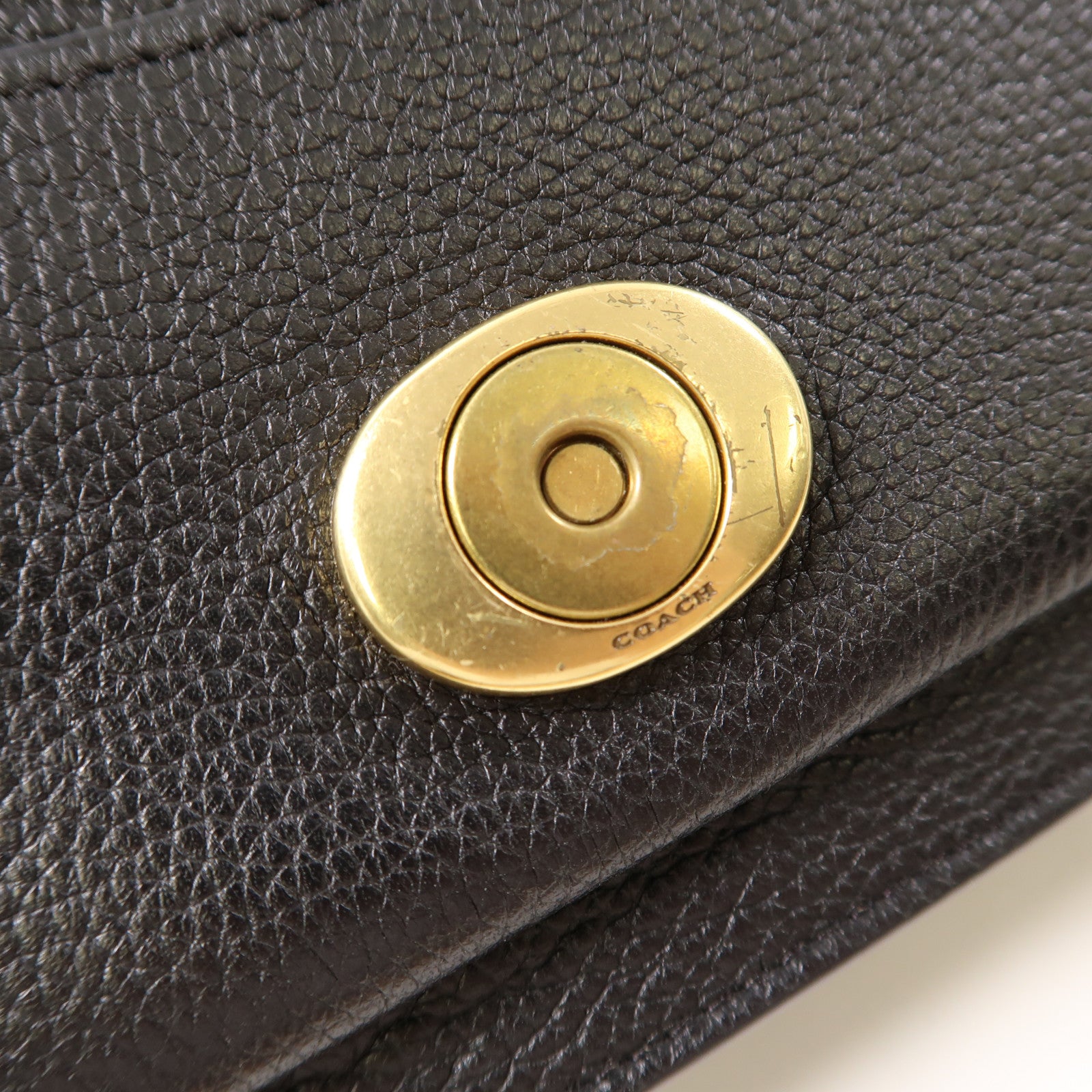 COACH 牛皮皮革Shoulder Bag金扣鏈帶肩背袋黑色