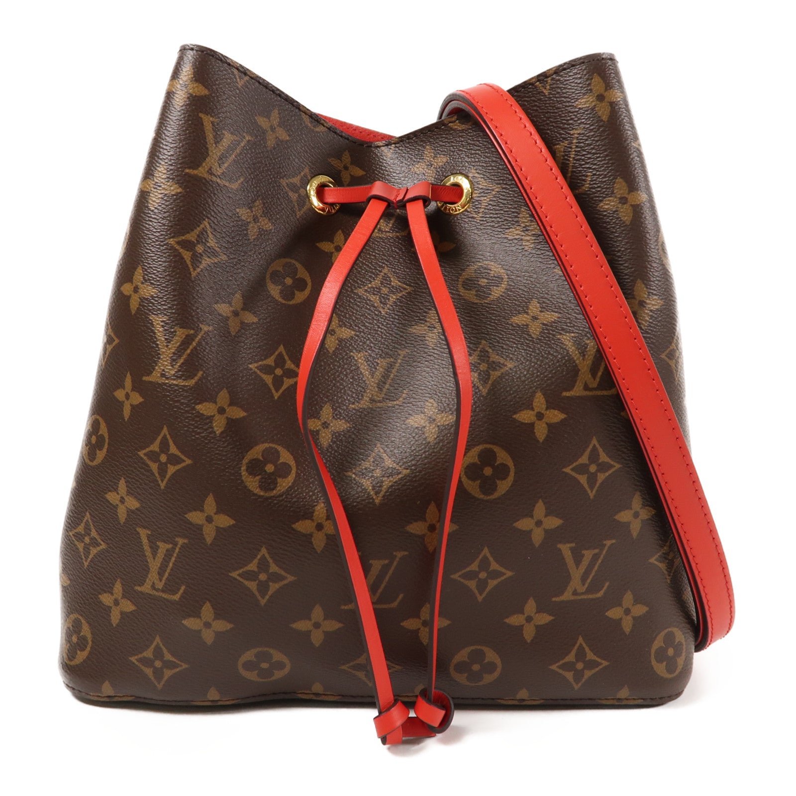 LOUIS VUITTON GHW Neo Noe Bucket Bag Shoulder Handbag M44021 Monogram Coquelicot