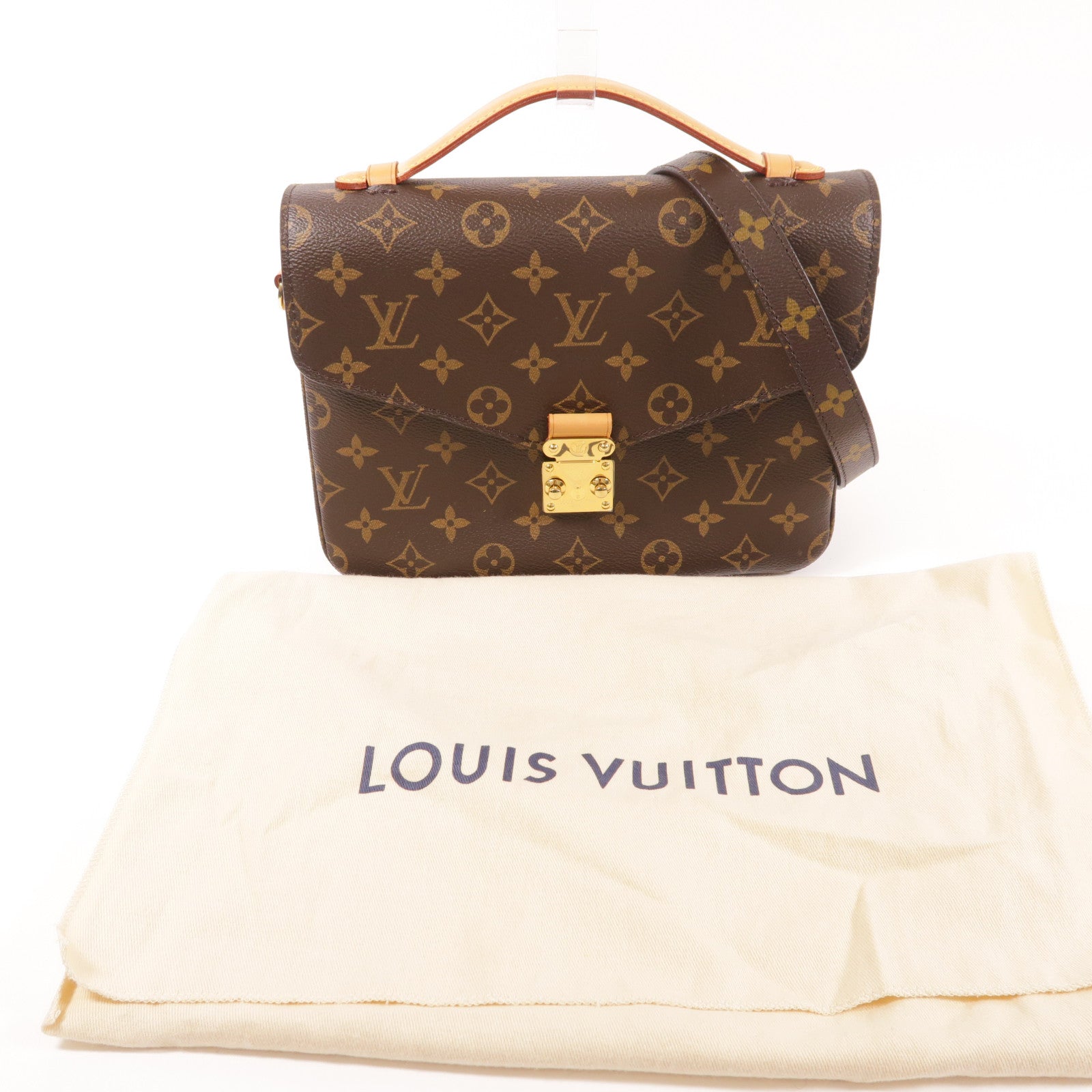 LOUIS VUITTON Monogram Pochette Metis MM金扣手挽肩背兩用袋棕色