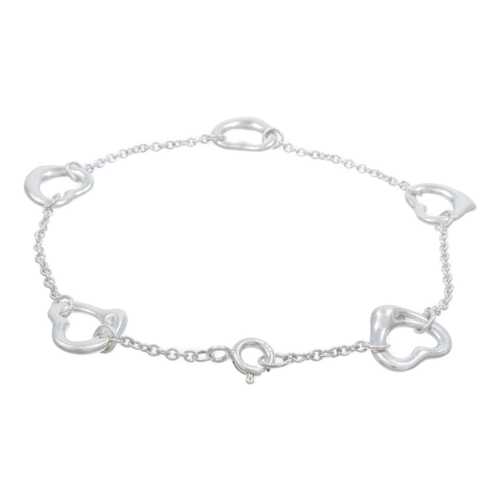 TIFFANY＆CO 925純銀Elsa Peretti 5 Open Heart Chain Bracelet手鏈