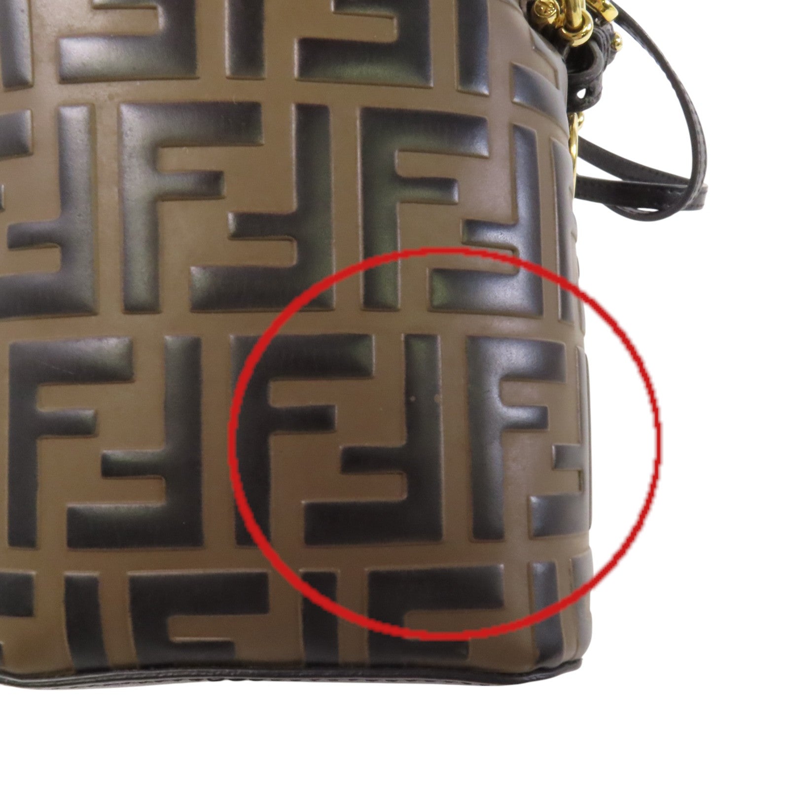 FENDI 牛皮皮革Mon Tresor Mini金扣手挽肩背兩用袋