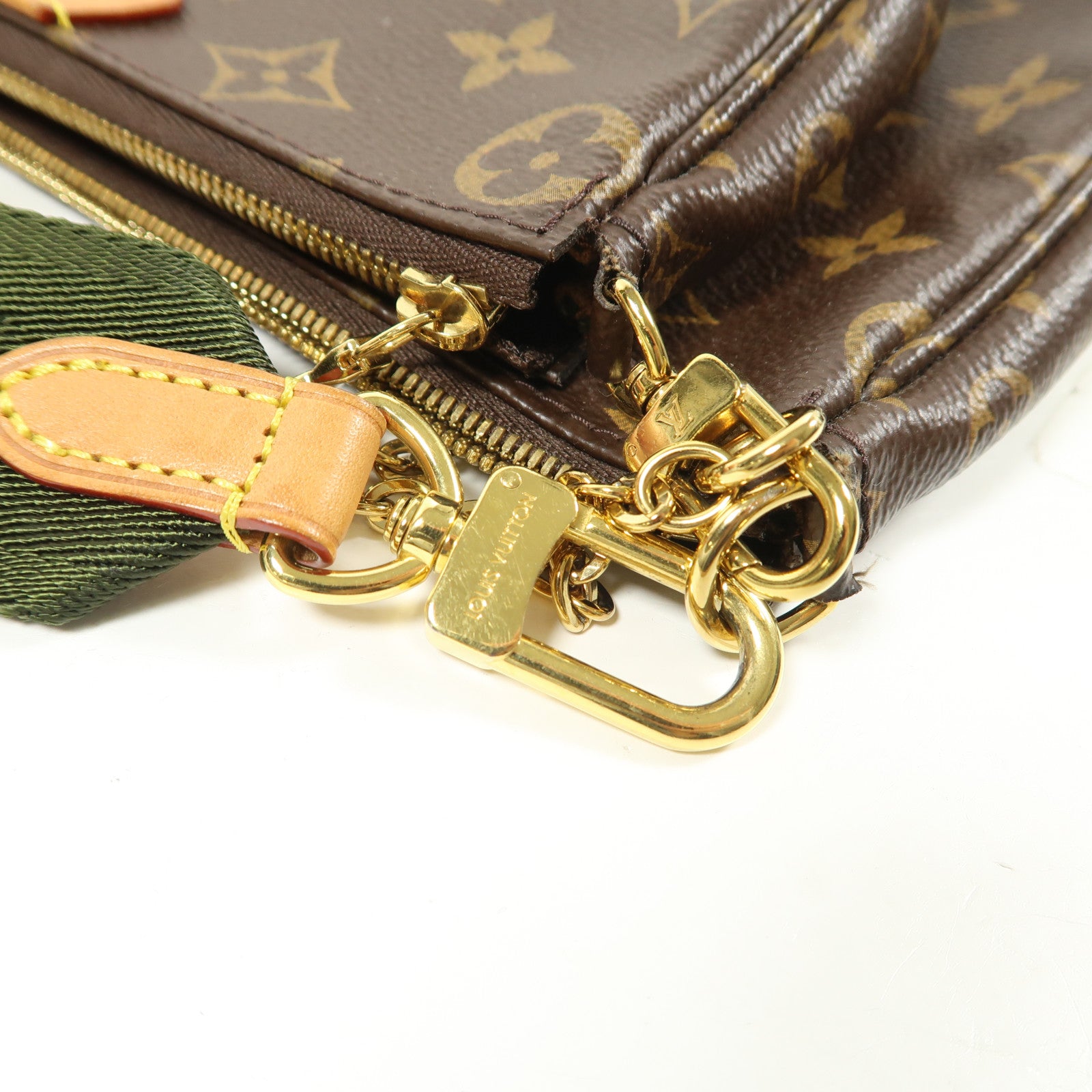 LOUIS VUITTON Monogram Multi Pochette Accessoires金扣肩背袋棕色