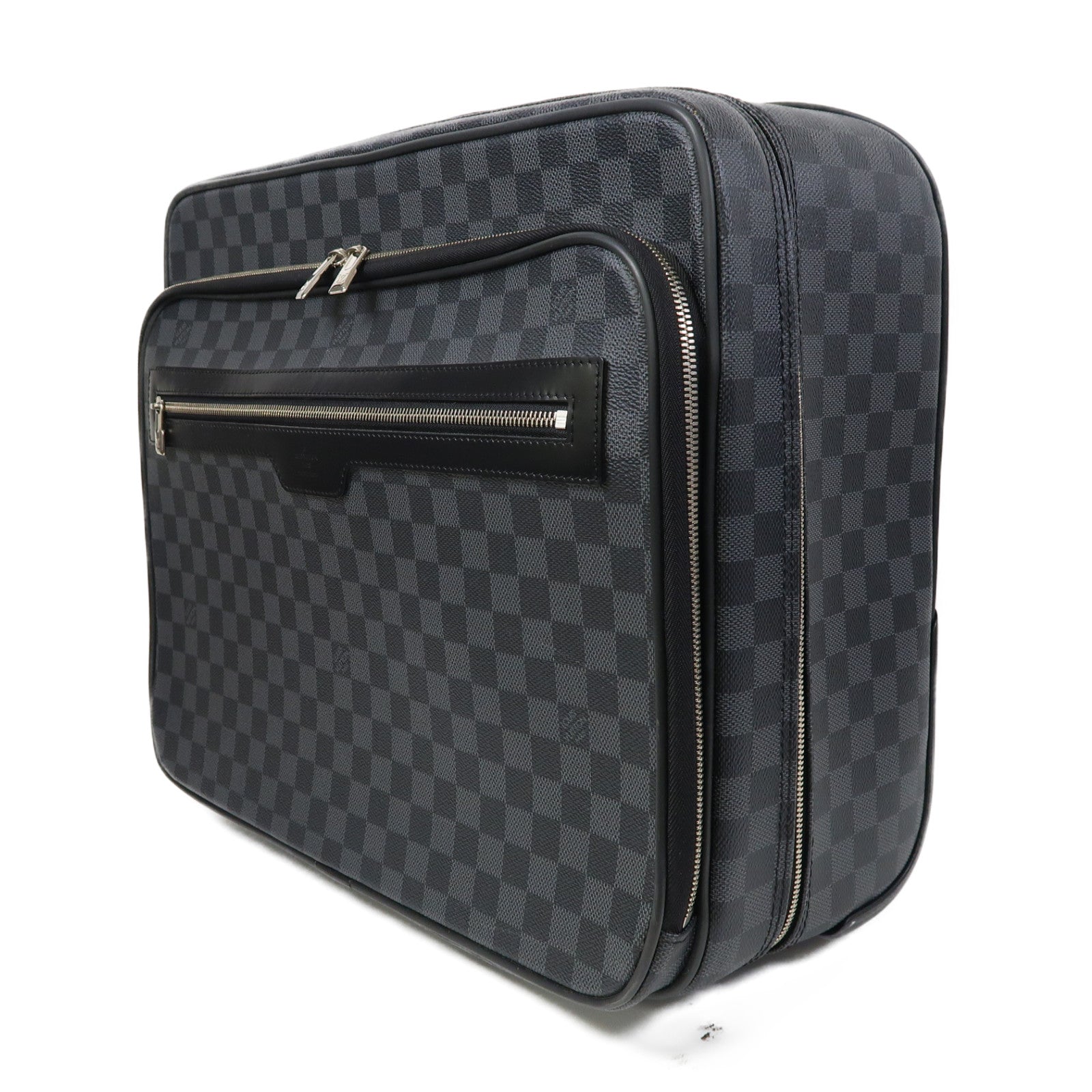 LOUIS VUITTON Damier Graphite Pilot Case銀扣行李箱黑色