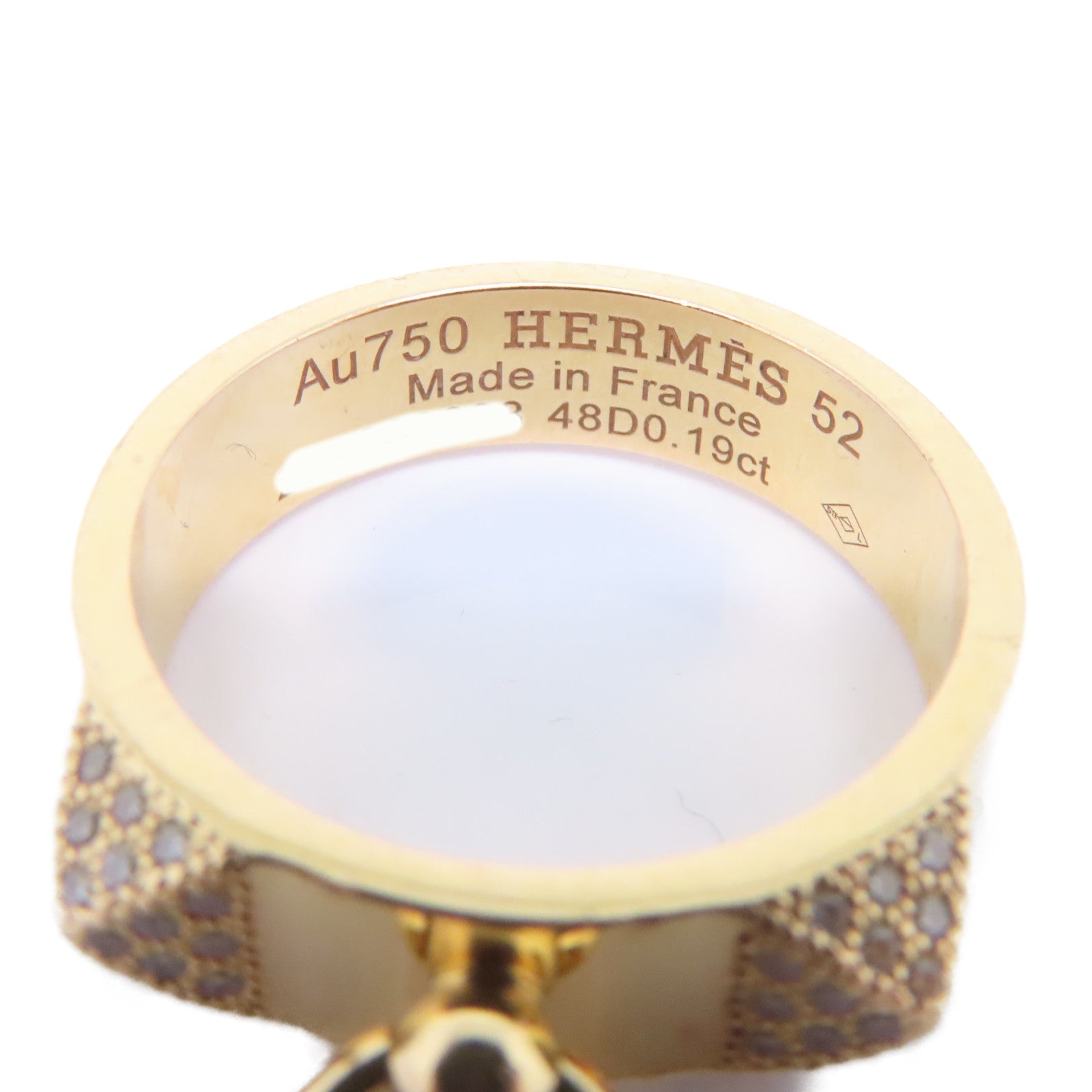 HERMES 18K玫瑰金Collier De Chien Ring 0.19ct鑽石戒指Hermes#52 US#6