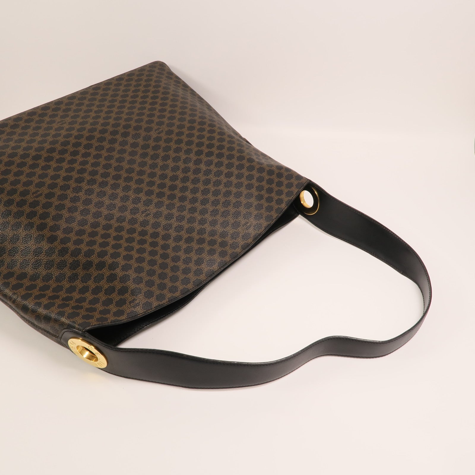 CELINE 塗層帆布Vintage Macadam Hobo金扣手挽袋