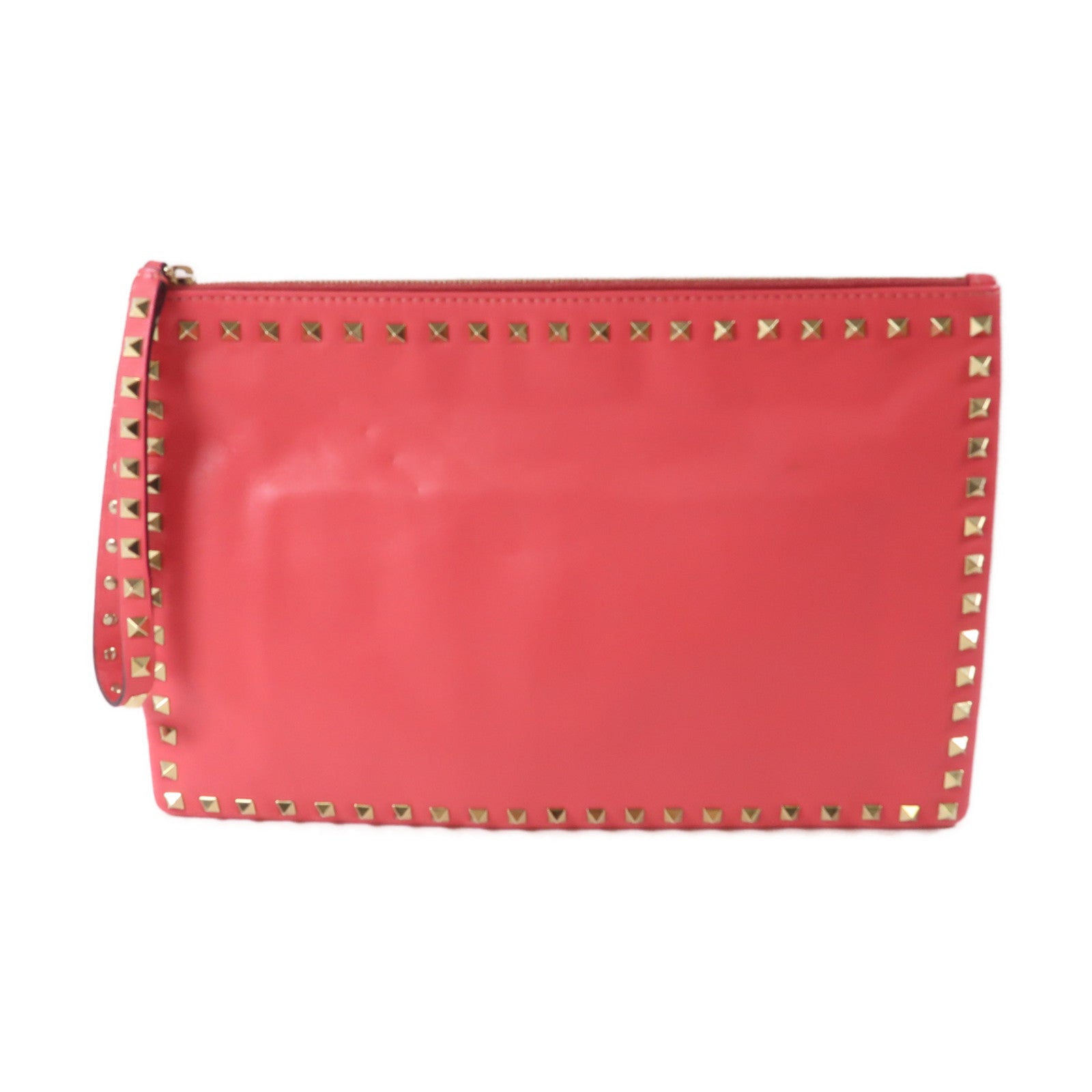 Valentino 【激減優惠】皮革Pouch金扣手拿包粉紅色