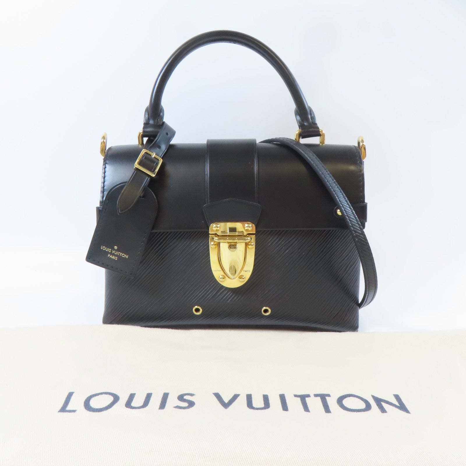LOUIS VUITTON Epi 2 Way Shoulder Bag金扣手挽肩背兩用袋黑色
