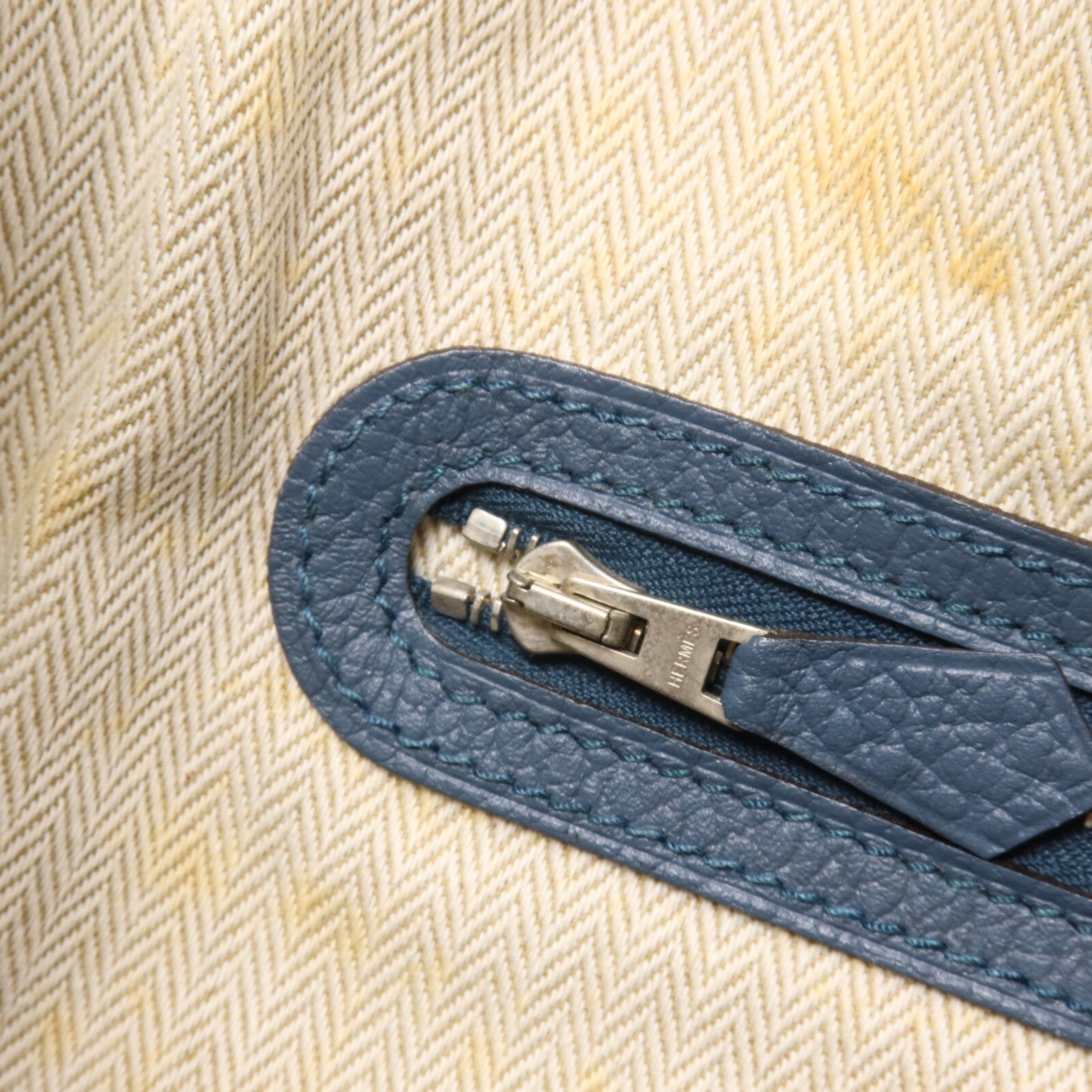HERMES Negonda皮革Garden Party PM手挽袋Bleu Tempete