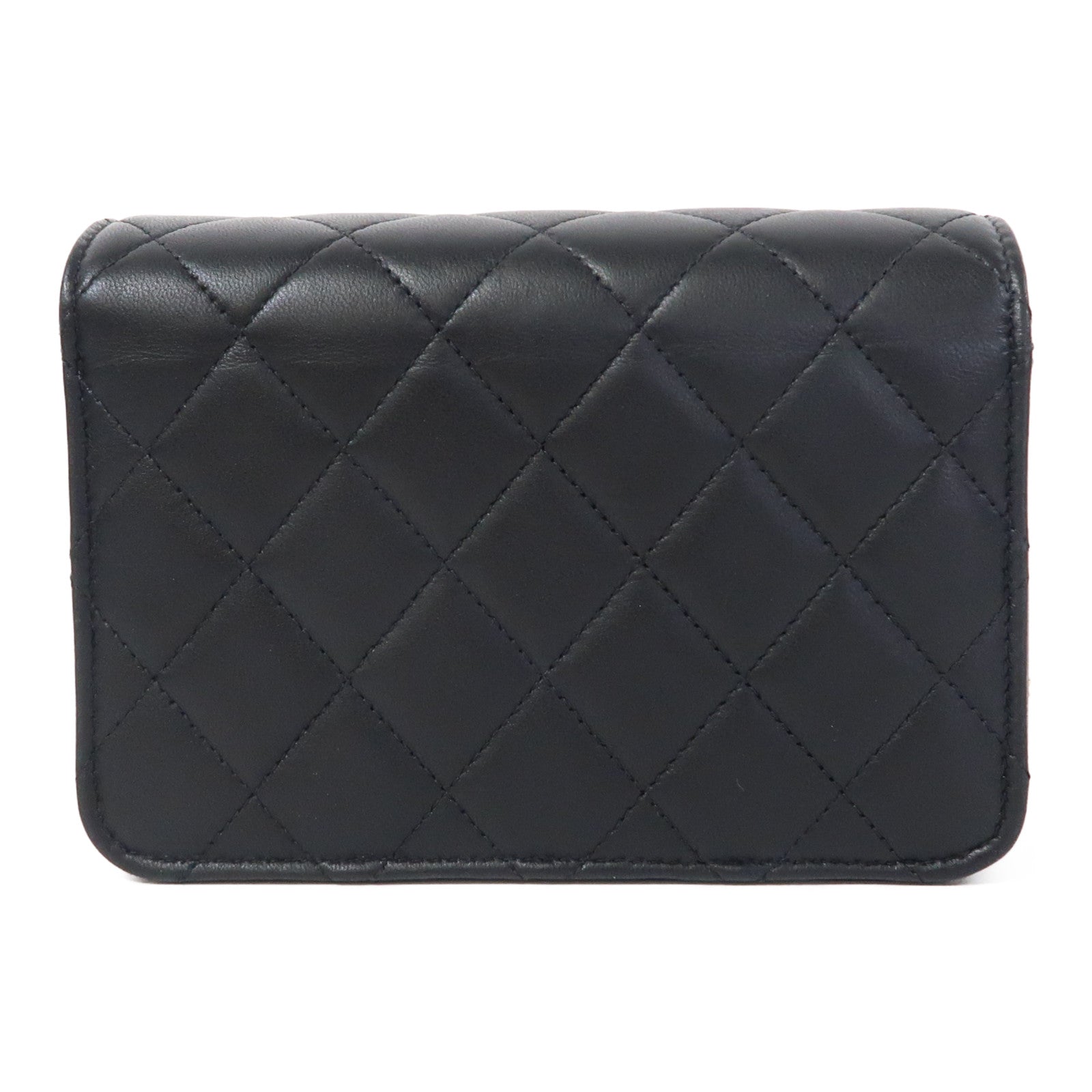 CHANEL 菱格羊皮皮革Mini Wallet On Chain金扣鏈帶肩背袋黑色/粉紅色