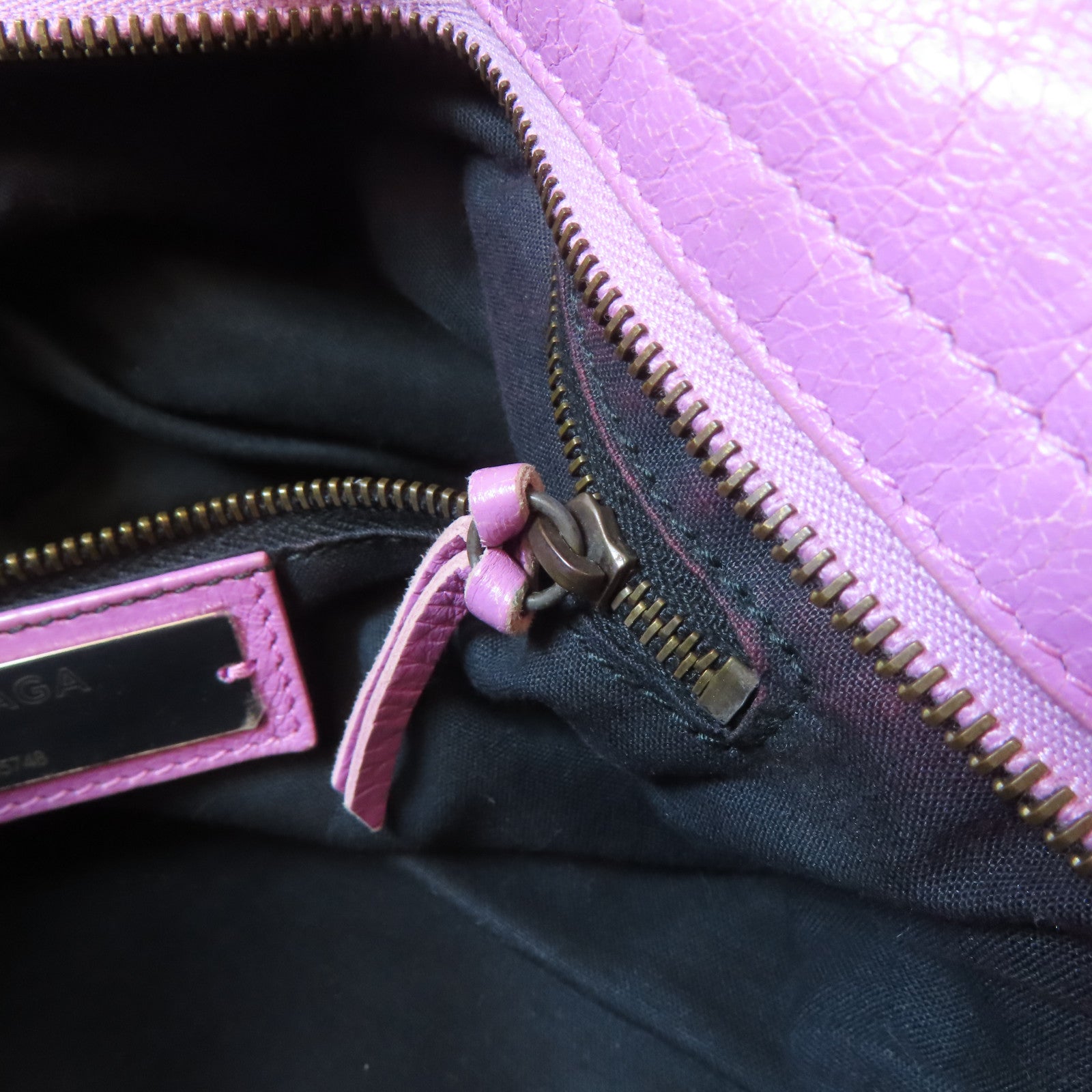 BALENCIAGA 羊皮皮革City黑扣手挽肩背兩用袋紫色