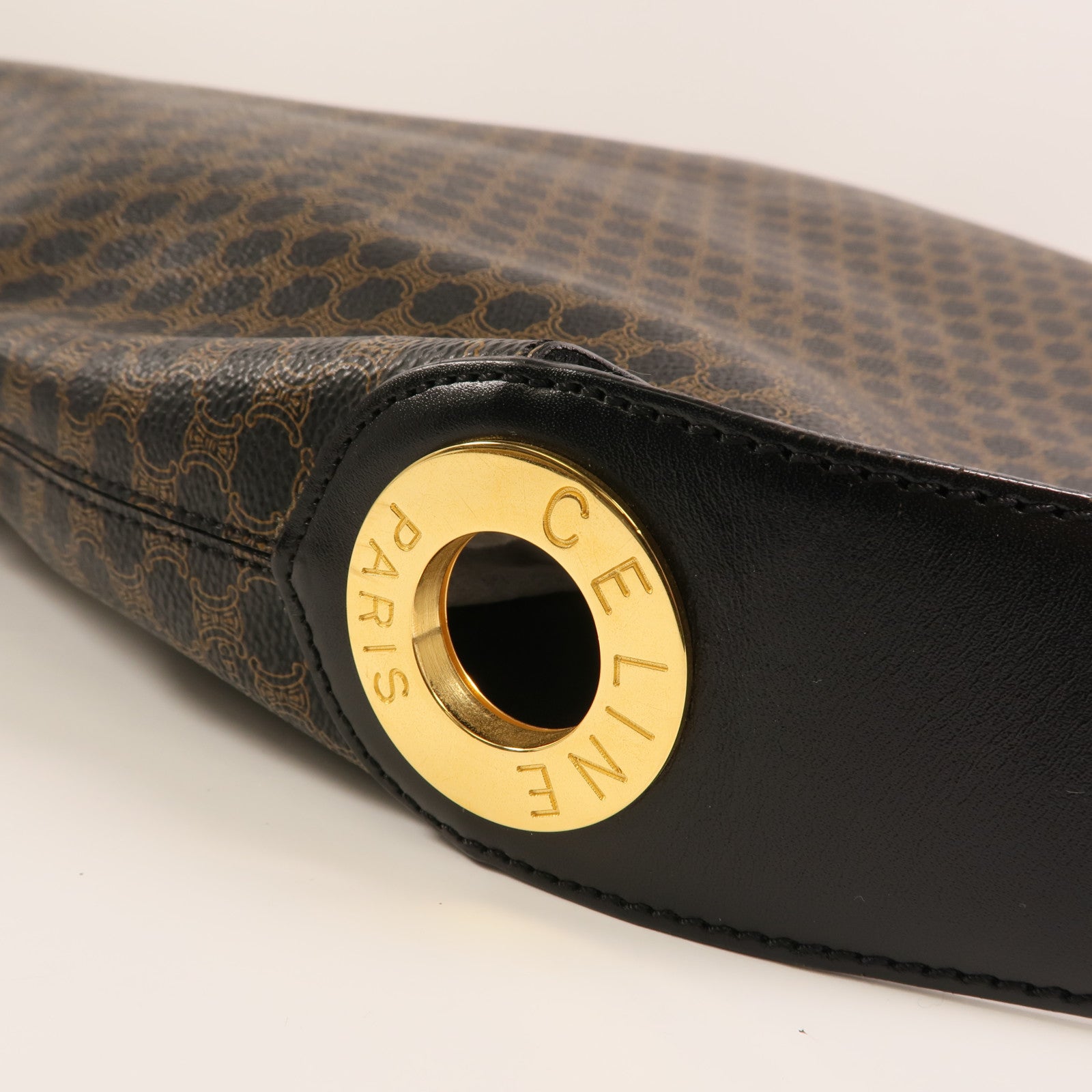 CELINE 塗層帆布Vintage Macadam Hobo金扣手挽袋