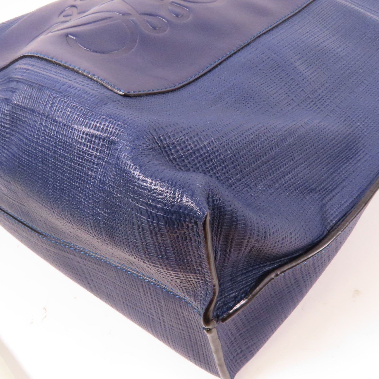 LOEWE 牛皮皮革Tote Bag金扣手挽袋深藍色