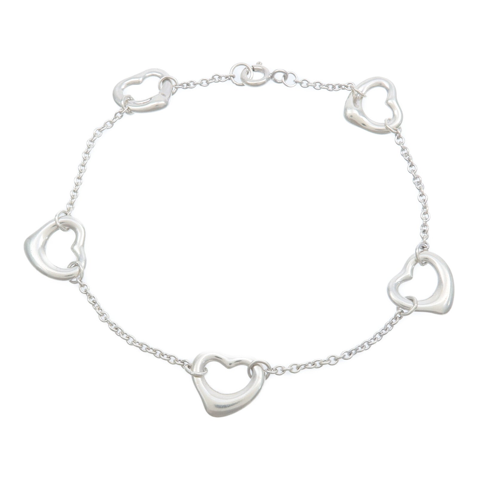 TIFFANY＆CO 925純銀Elsa Peretti 5 Open Heart Chain Bracelet手鏈