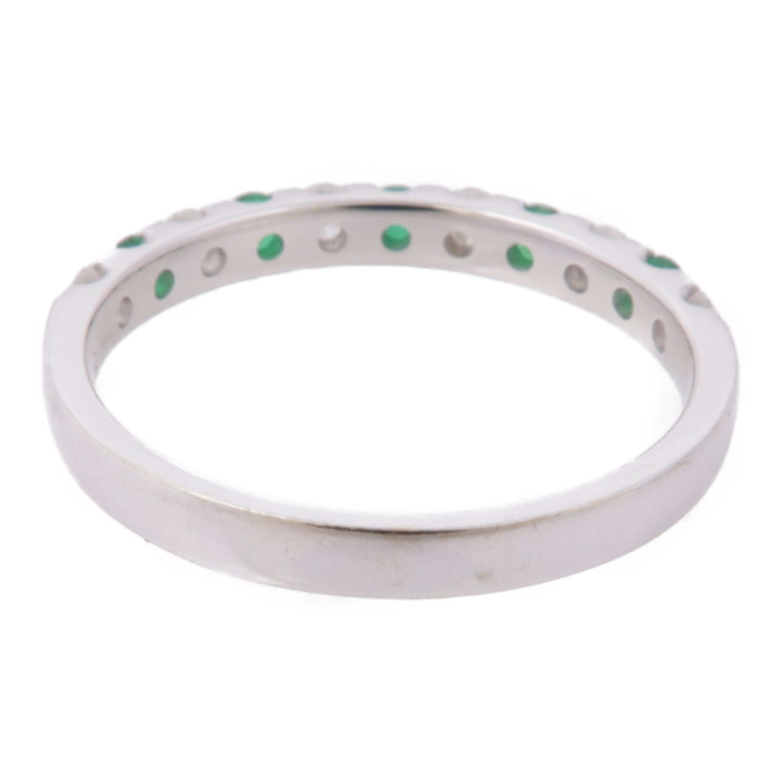 JEWELRY 18K白金Emerald Diamond Ring綠寶石/鑽石戒指US#6